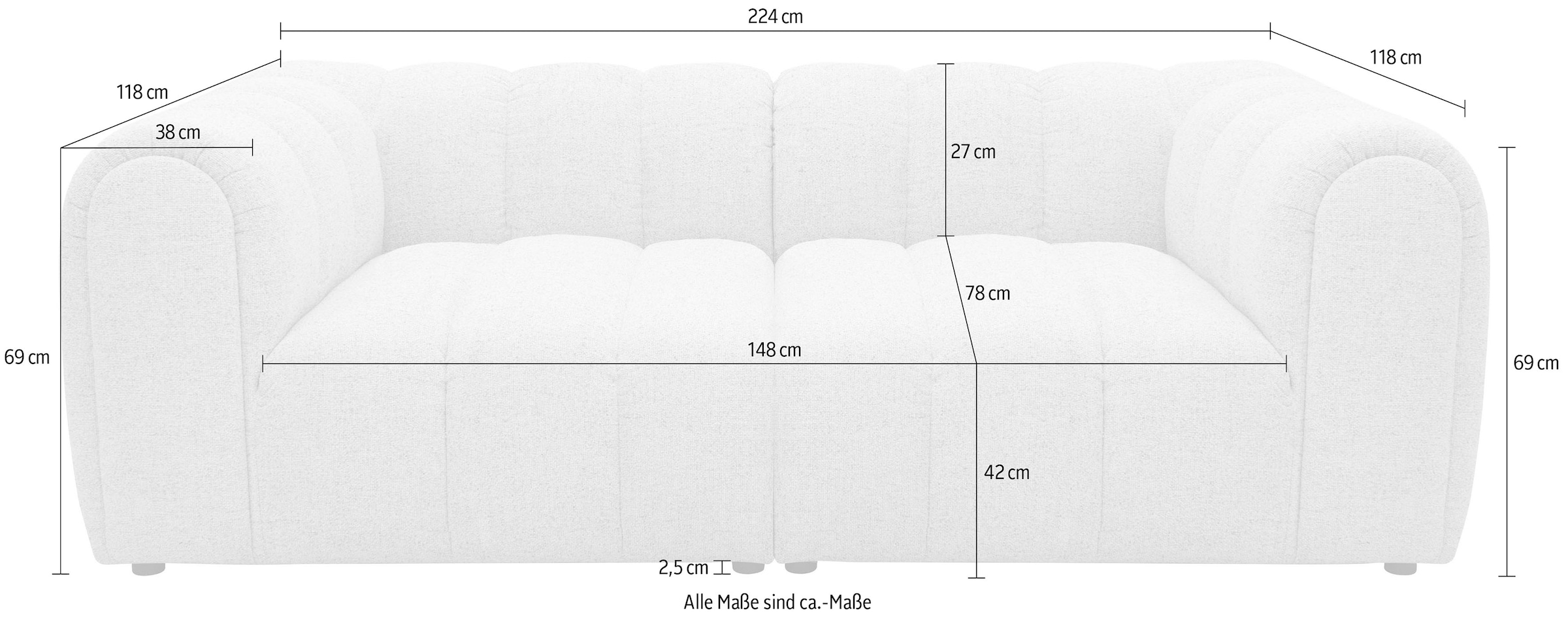 DOMO collection Big-Sofa »800020 Megasofa in 2 Breiten, Taschenfederkernunterfederung, bequem«
