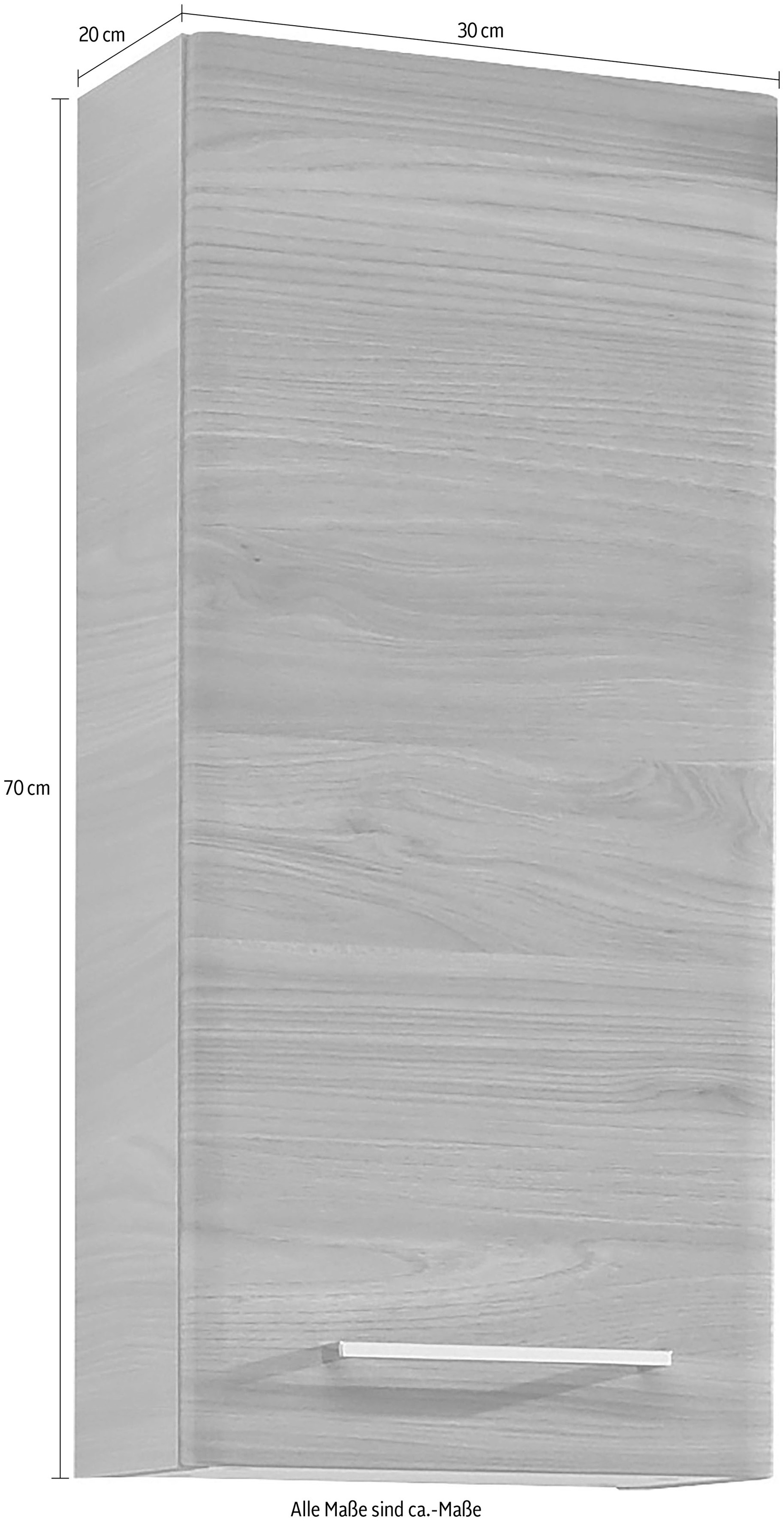 Saphir Armoire suspendue »Quickset 916 Wand-Badschrank 30 cm breit mit 1 Tür, 2 Einlegeböden« Armoire suspendue de salle de bain Sangallo gris imitation horizontale