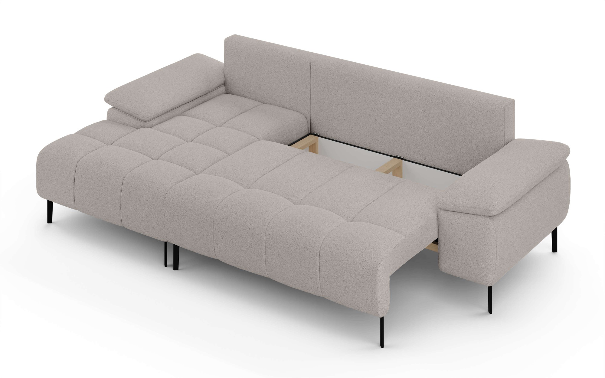 INOSIGN Ecksofa »DROMARA Schlafsofa mit Bettkasten, Masse: B/T/H 277/141/91 cm«, L-Form mit Recamiere rechts/links bestellbar, Wellenunterfederung
