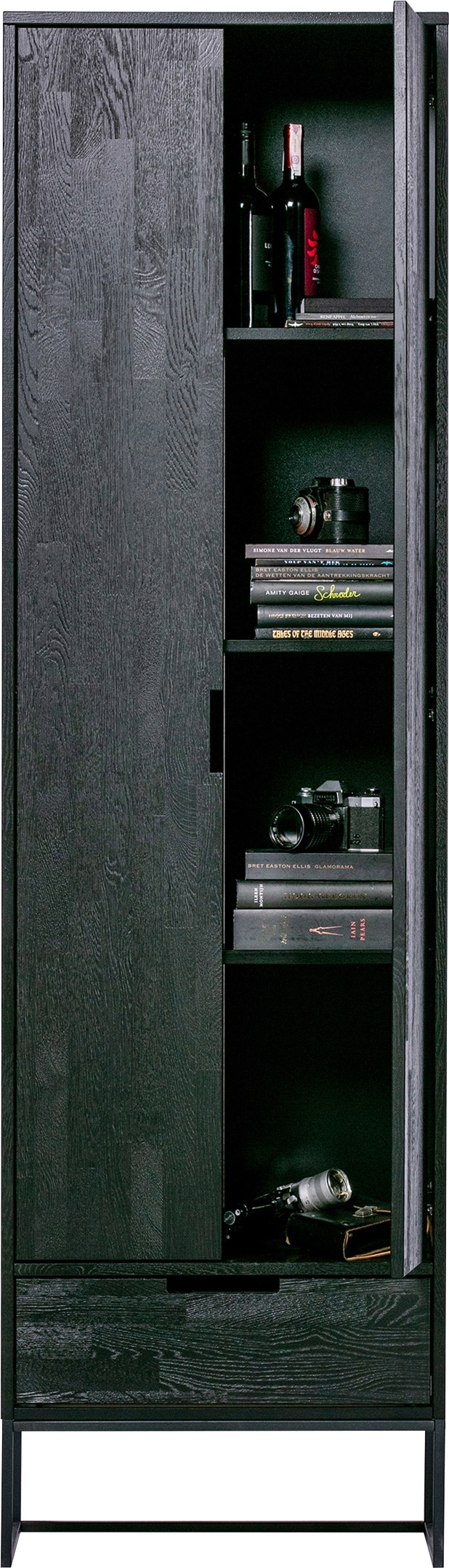 WOOOD Mehrzweckschrank »Silas FSC®-Eschenholz massiv mit Metallgestell H 210 x B 60 x T 36 cm« Schutzlackierte Oberfläche, Tragkraft 15 kg pro Boden, pfleigleicht