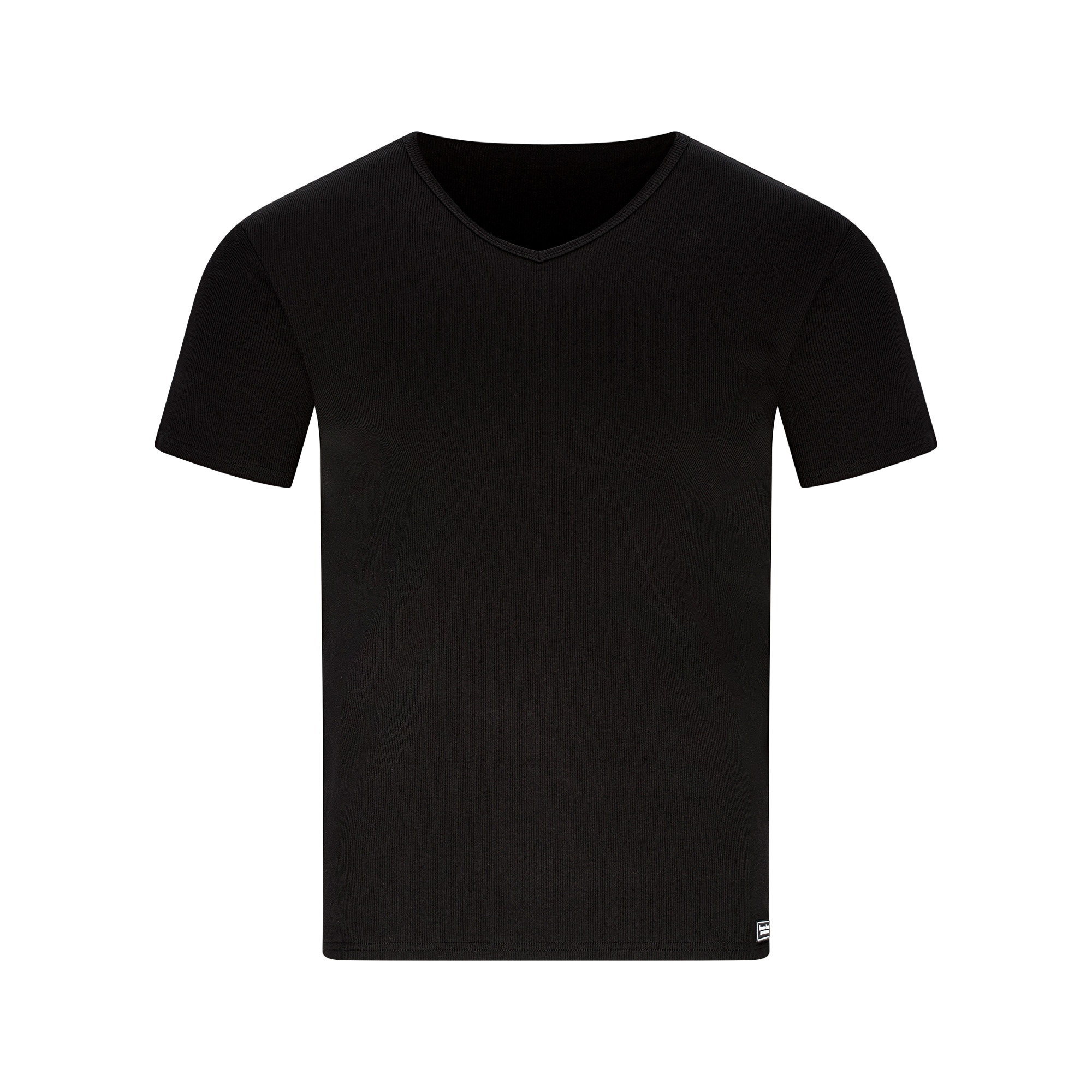 Bruno Banani T-shirt en V »FINE RIB« côtes fines, manches courtes, col en V, mélange coton