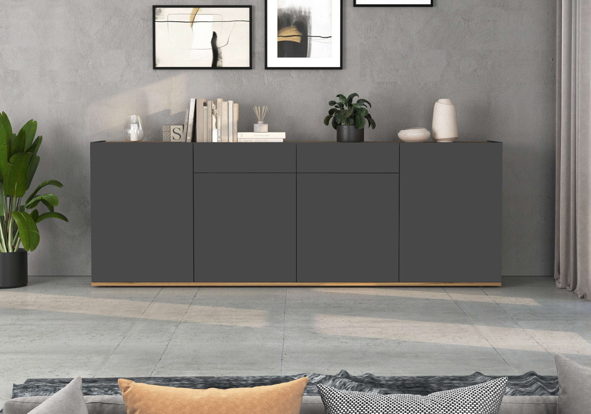 INOSIGN Sideboard »GARDA Sideboard,Kommode, Schrank, Kredenz Grifflos mit Push to Open«, (1 St.), 4 Türen, 2 Schubladen, grifflos Breite 200 cm