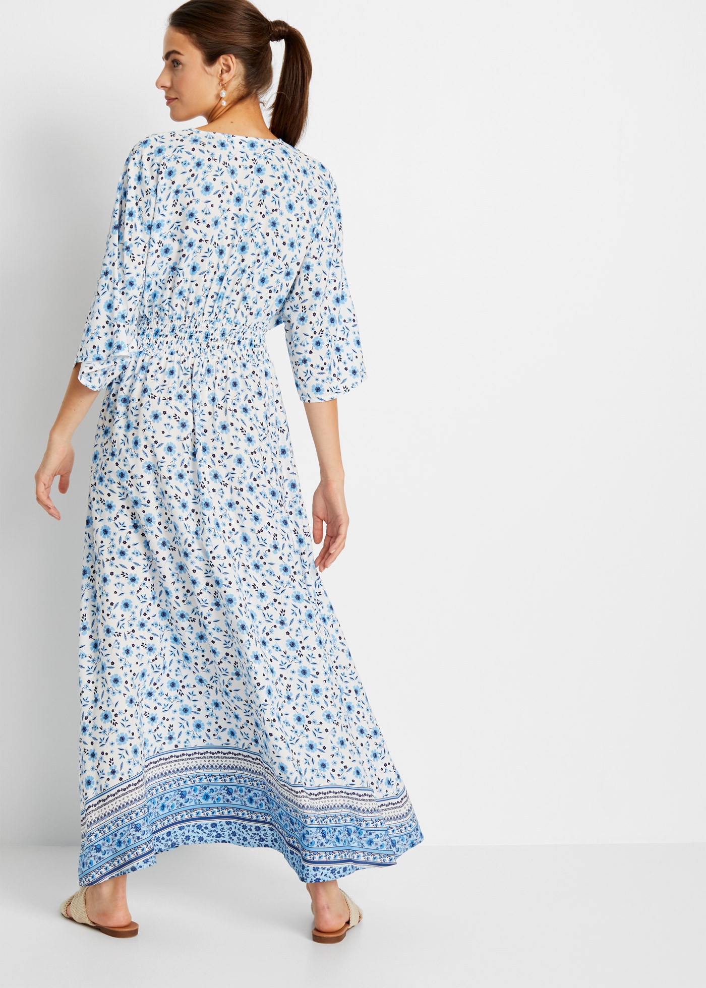 bonprix Maxi robe »Maxikleid aus reiner Viskose« en viscose, coupe évasée, style élégant, avec imprimé