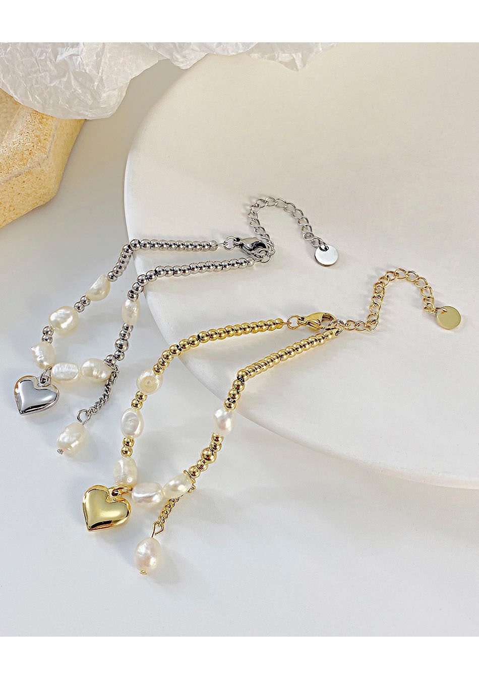 Firetti Edelstahlarmband "Schmuck Geschenk Herz & Perlen" mit Süsswasserzuchtperle