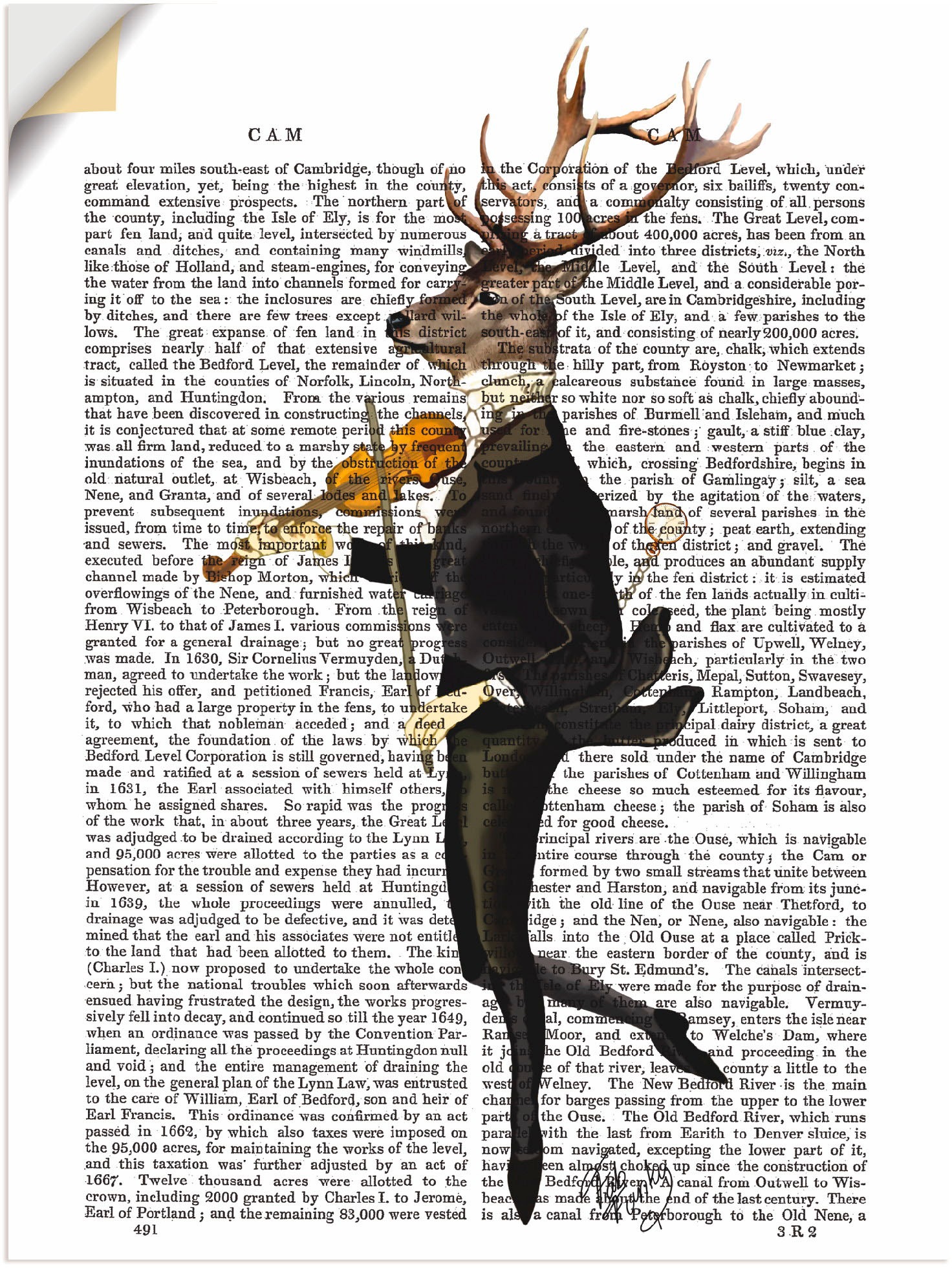 Image of Artland Wandbild »Tanzender Hirsch mit Violine«, Humor, (1 St.), in vielen Grössen & Produktarten - Alubild / Outdoorbild für den Aussenbereich, Leinwandbild, Poster, Wandaufkleber / Wandtattoo auch für Badezimmer geeignet bei Ackermann Versand Schweiz