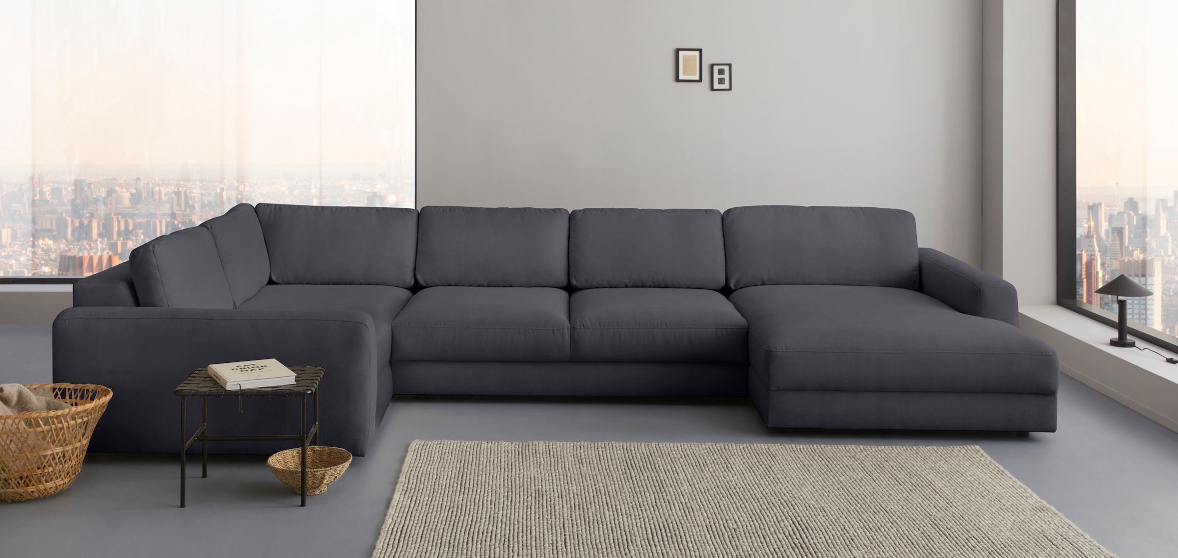 Home affaire Paysage de salon »Bloomfield, Mega Polsterprogramm, Breite 405cm, viel Platz, U-Form« avec assise extra profonde, au choix avec réglage de la profondeur d'assise