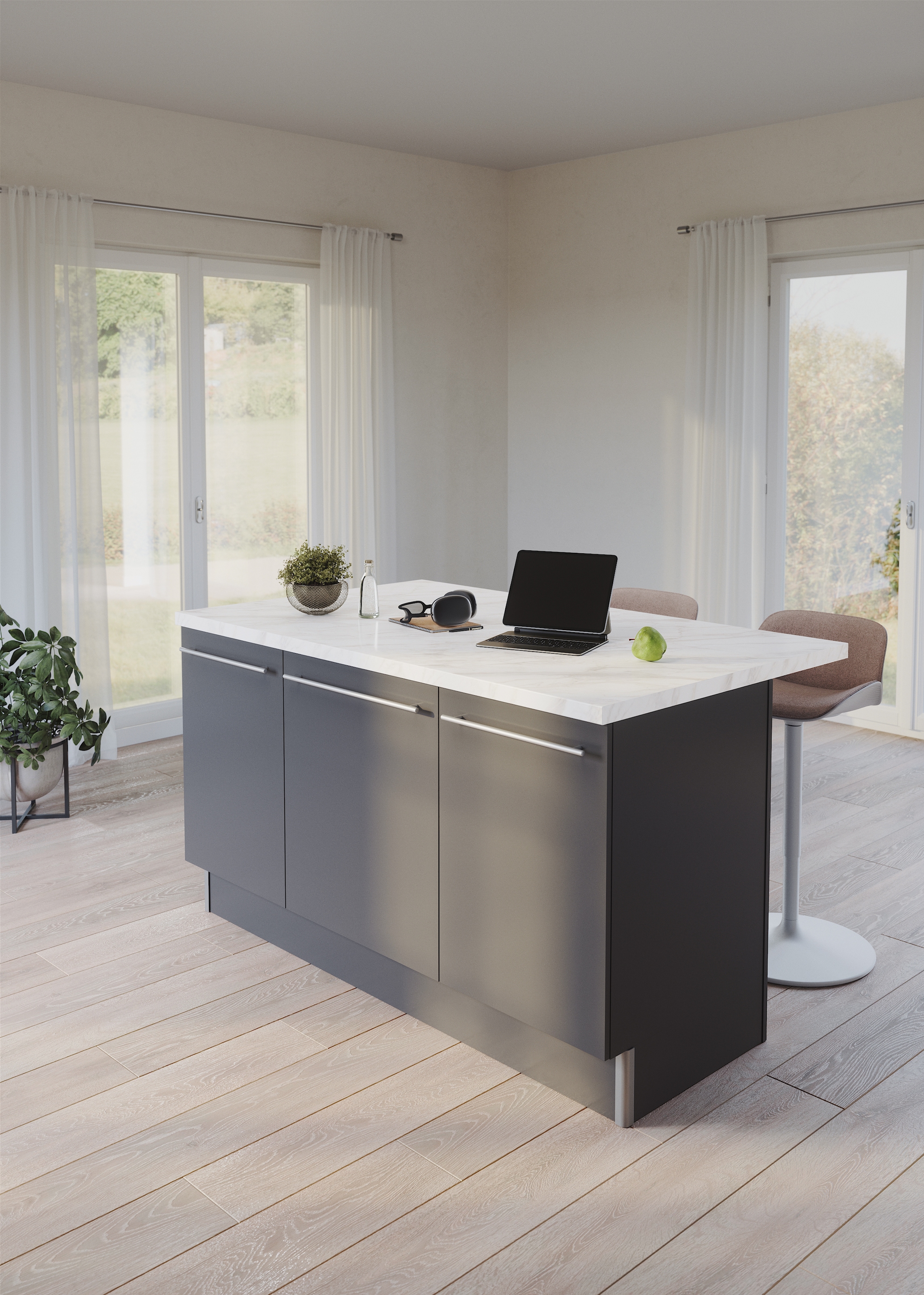 KOCHSTATION Ilot de cuisine »KS-Bern2« Stellmasse 161 x 96,5 cm, mit durchgehender Arbeitsplatte als Theke