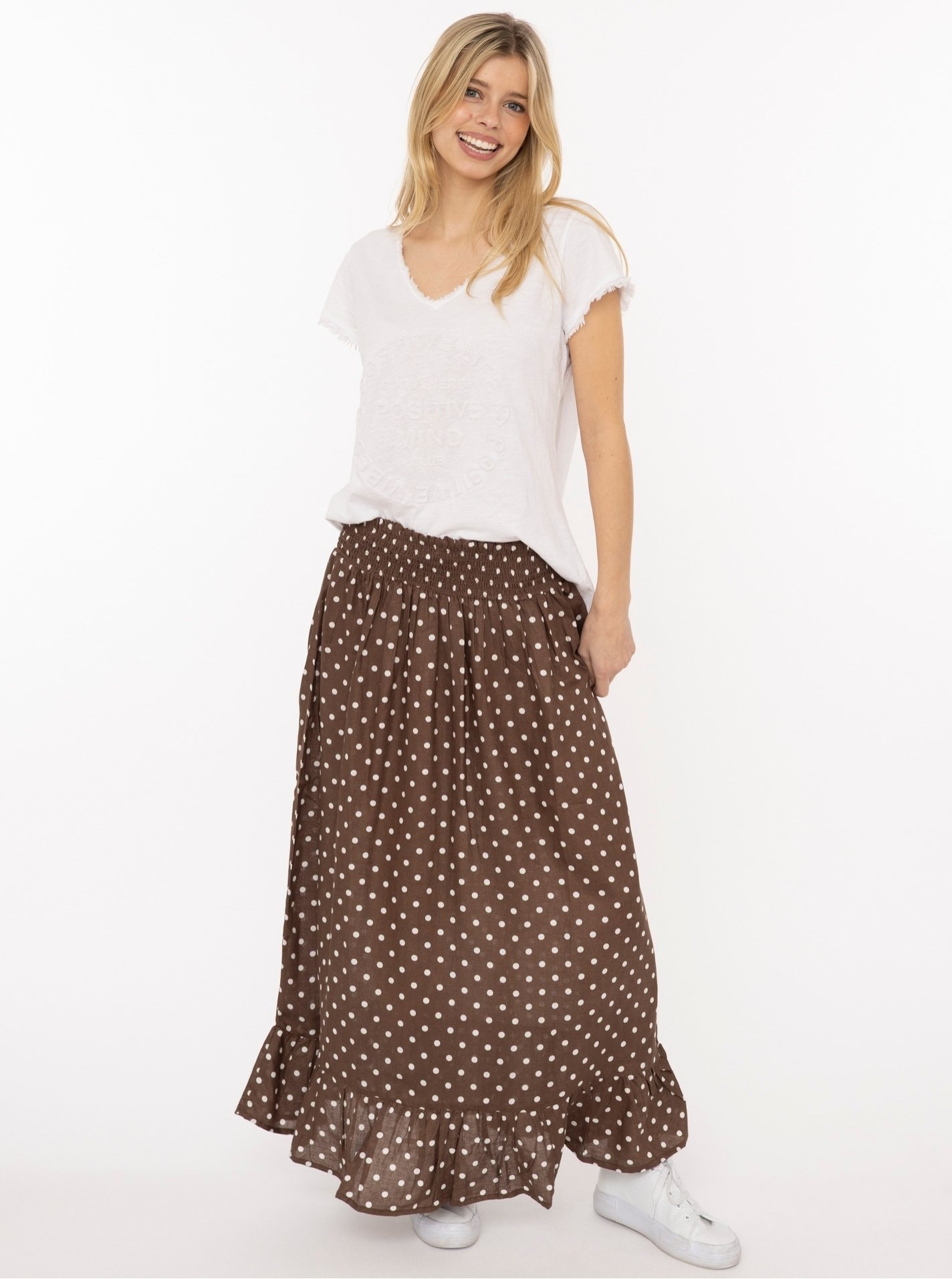 Image of Zwillingsherz Maxirock ""Classic Dots"" knöchellang, elastischer Bund, mit Punkten