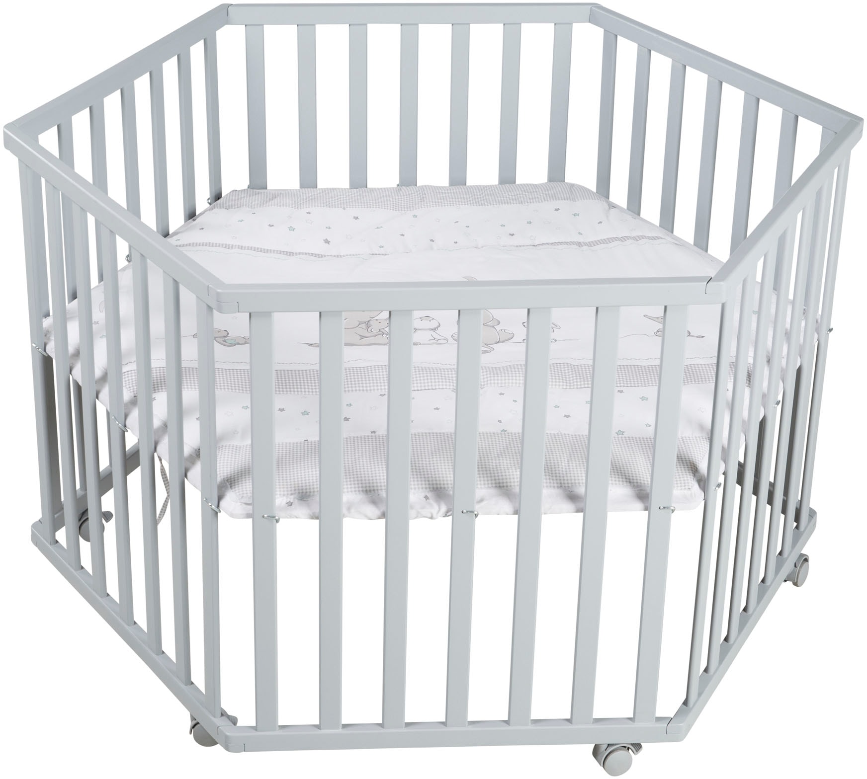Image of roba Laufgitter "Sternenzauber, taupe, 6-eckig" bis 15 kg mit Stoffeinlage