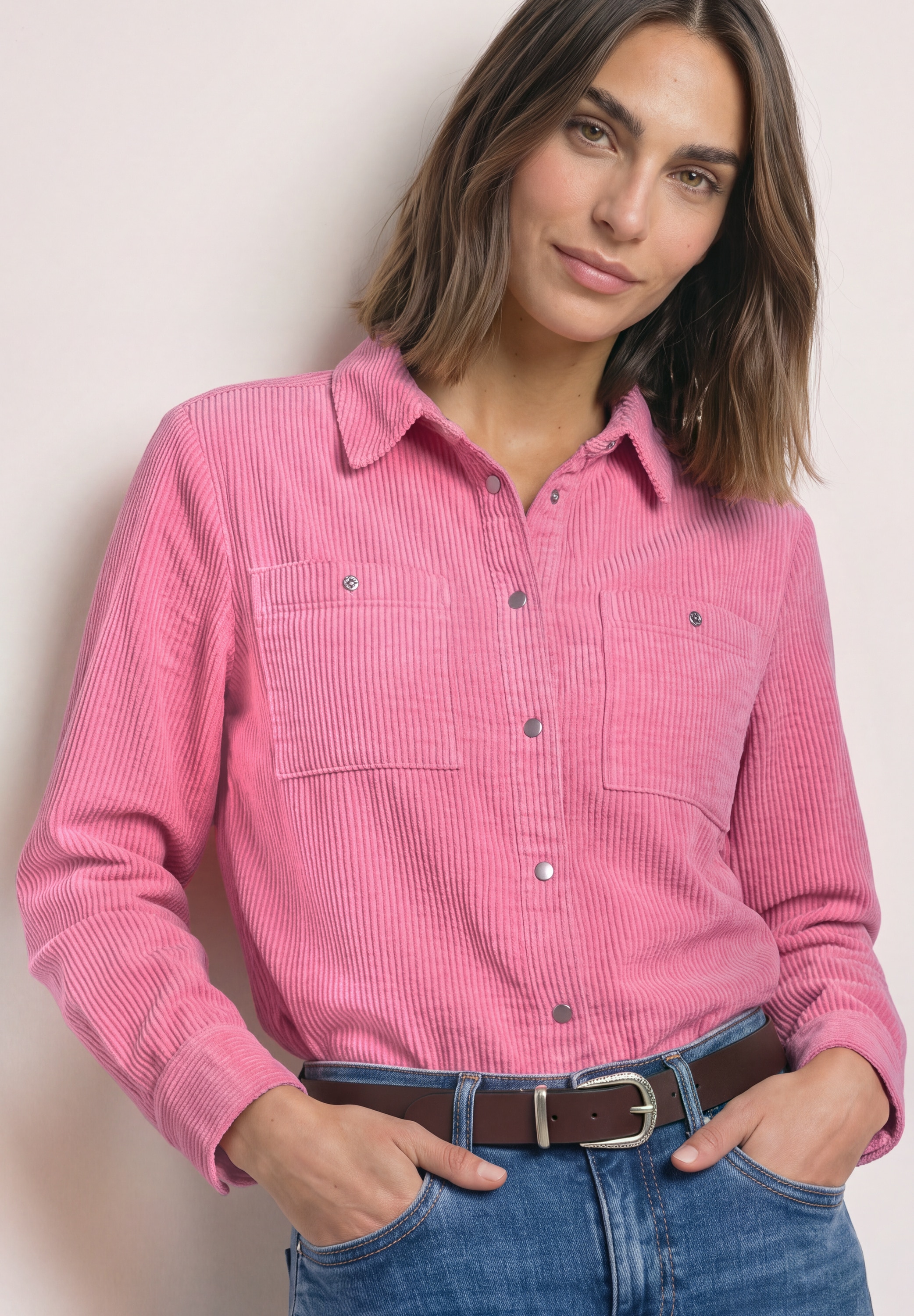 Image of STREET ONE Langarmbluse Overshirt in Cord-Qualität / Hemdkragen
