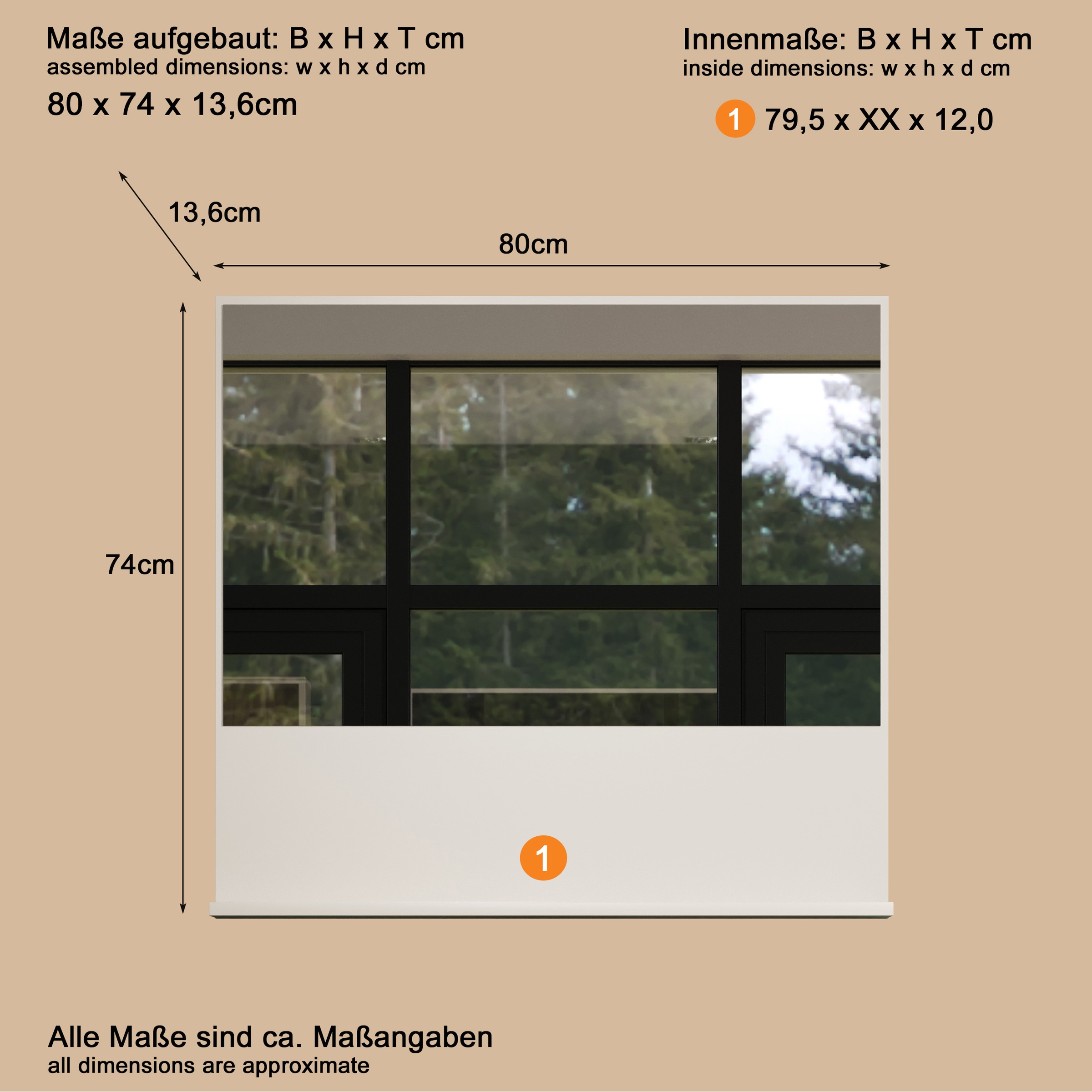 welltime Wandspiegel »San Pedro« Kompakter Badspiegel mit Ablagefläche – Masse (B/T/H) 80/14/74 cm