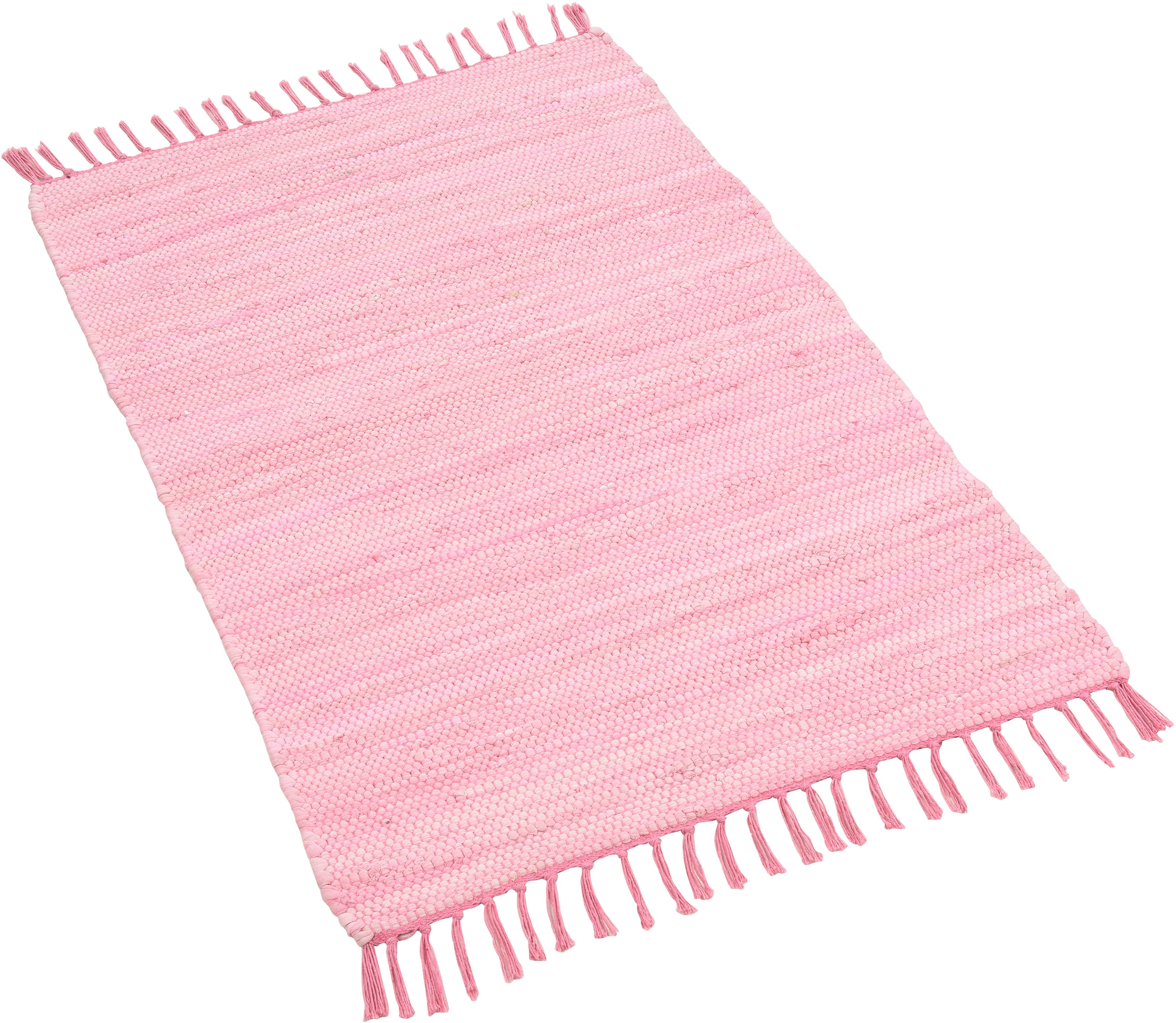THEKO Teppich »Happy Cotton«, rechteckig, Handweb Flachgewebe, sur handgewebt, Baumwolle, Trouver mit reine Teppich, Fransen