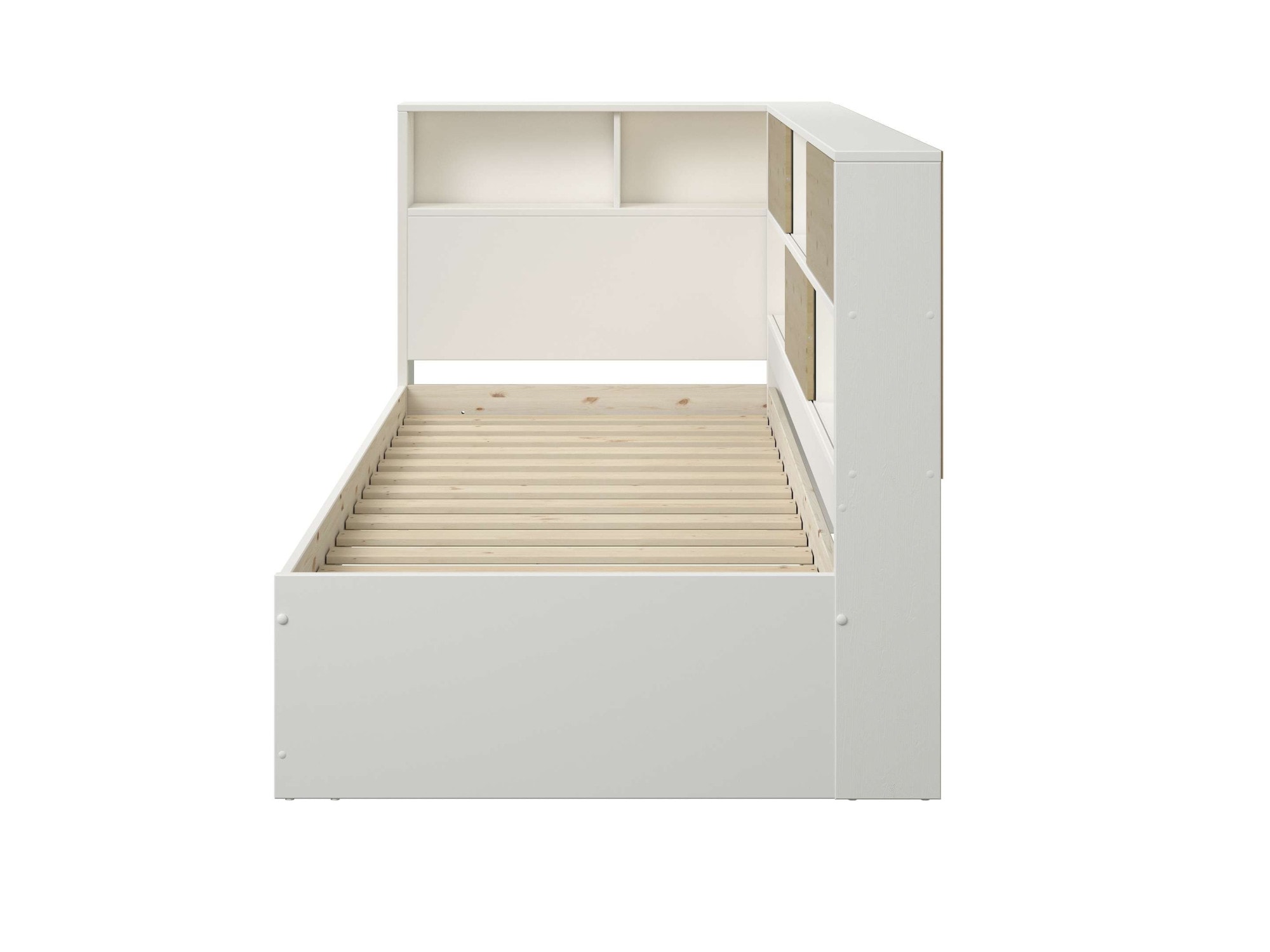 Home affaire Stauraumbett »Amance, Massivholz mit MDF, viel Stauraum, ideal für kleine Räume«, (Aussenmasse B/T/H: 110,2/220,1/106,9 cm), FSC® zertifiziert, inklusive Lattenrost, Made in EU