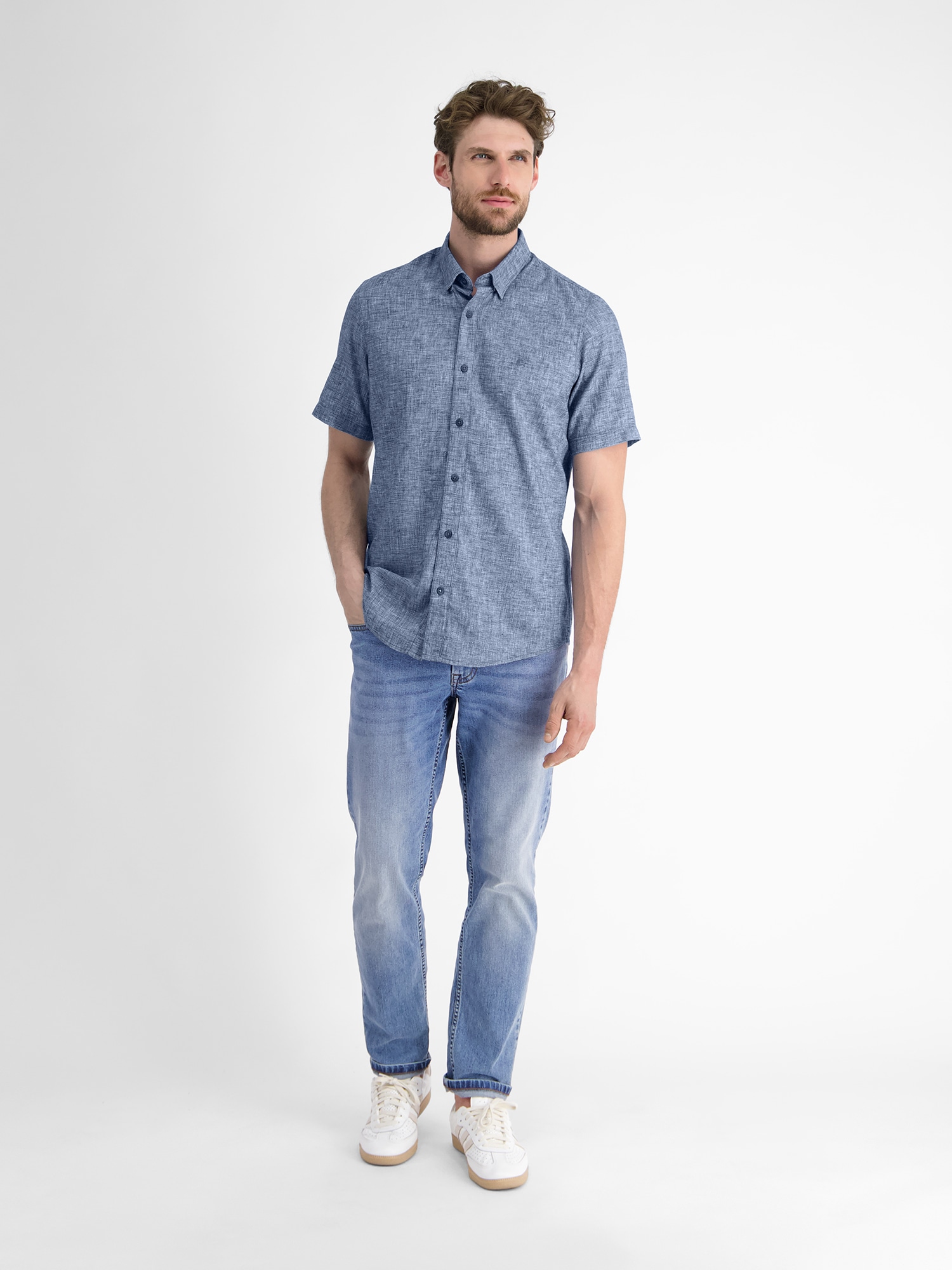 LERROS Kurzarmhemd »LERROS Kurzarmhemd mit verdecktem Button-down-Kragen«