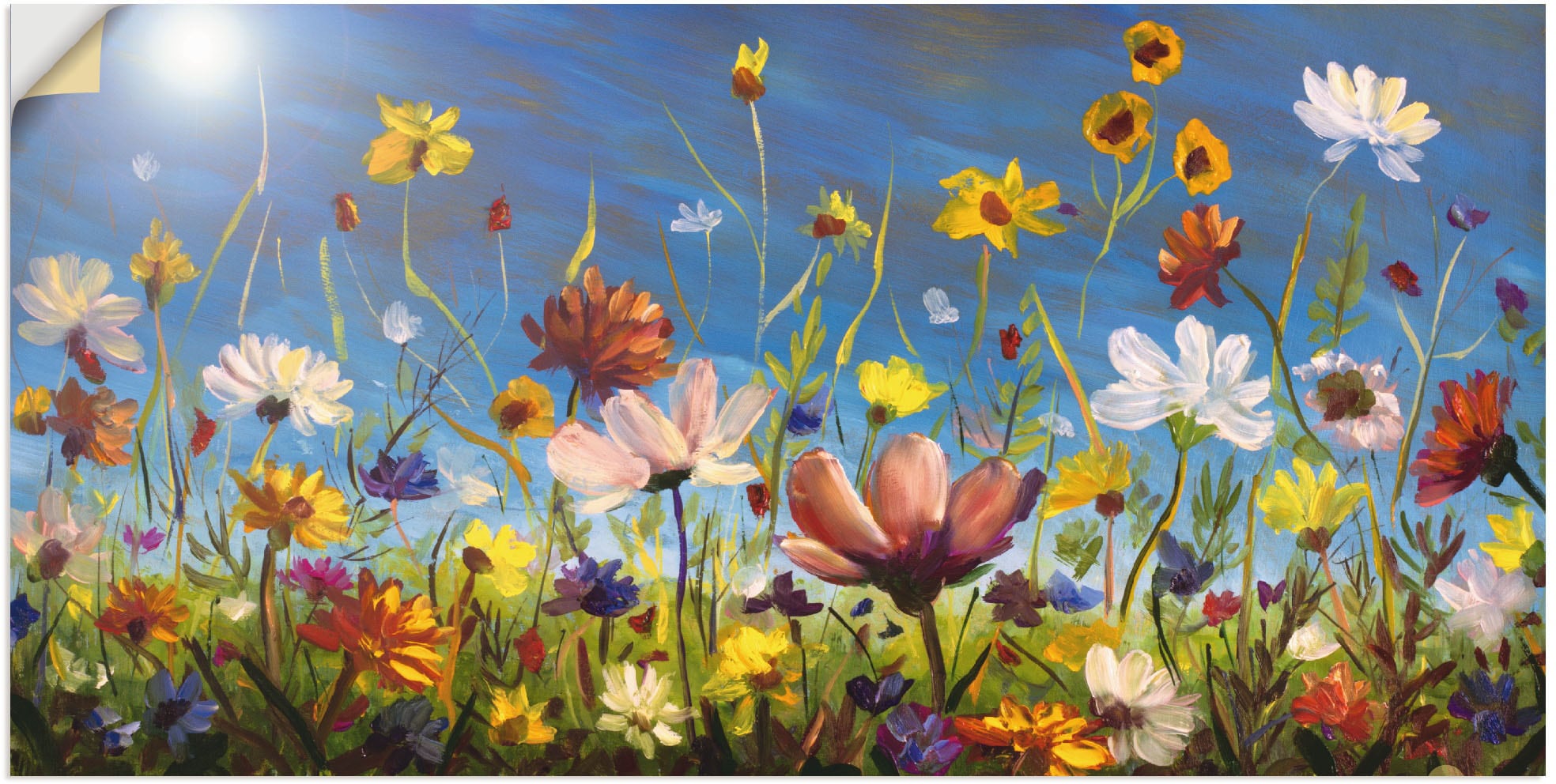 »Wildblumenwiese blauer bequem Leinwandbild, Alubild, Himmel«, Blumenwiese, oder Wandbild Poster (1 kaufen Wandaufkleber Grössen St.), versch. als in Artland