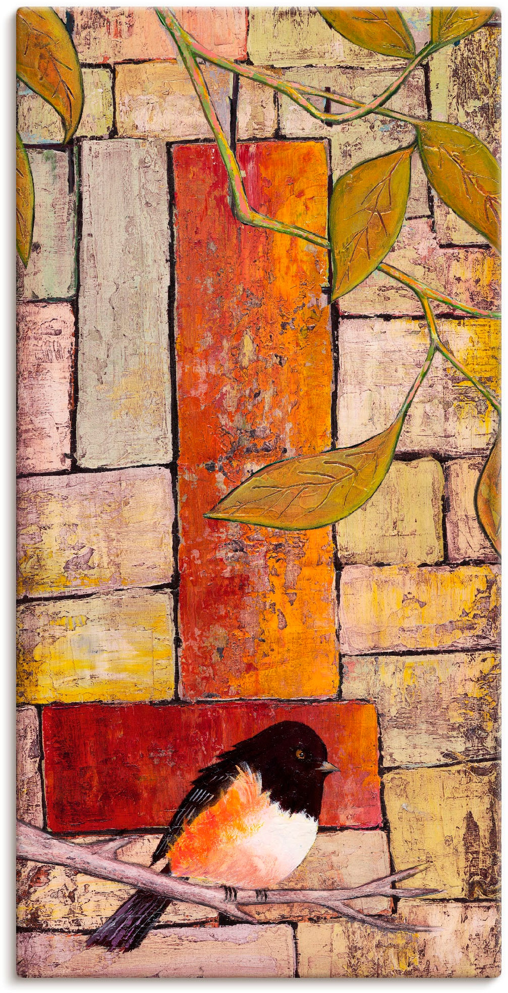 Image of Artland Leinwandbild "Vogel auf einem Ast I" Vögel 1 Stk. tlg. auf Holzrahmen gespannt