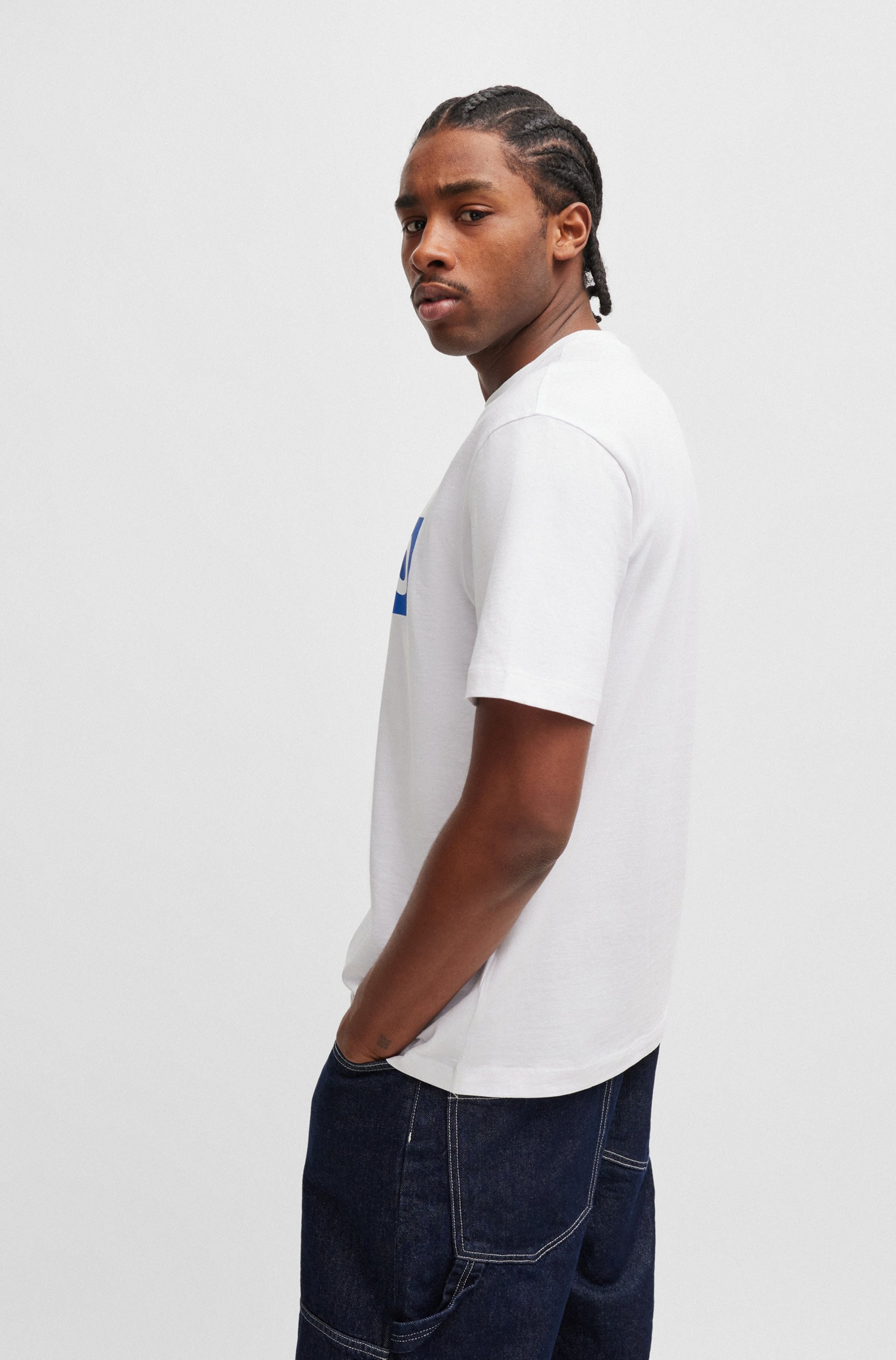 HUGO Blue T-Shirt »Nico« mit grossem Logo-Print, Unisex