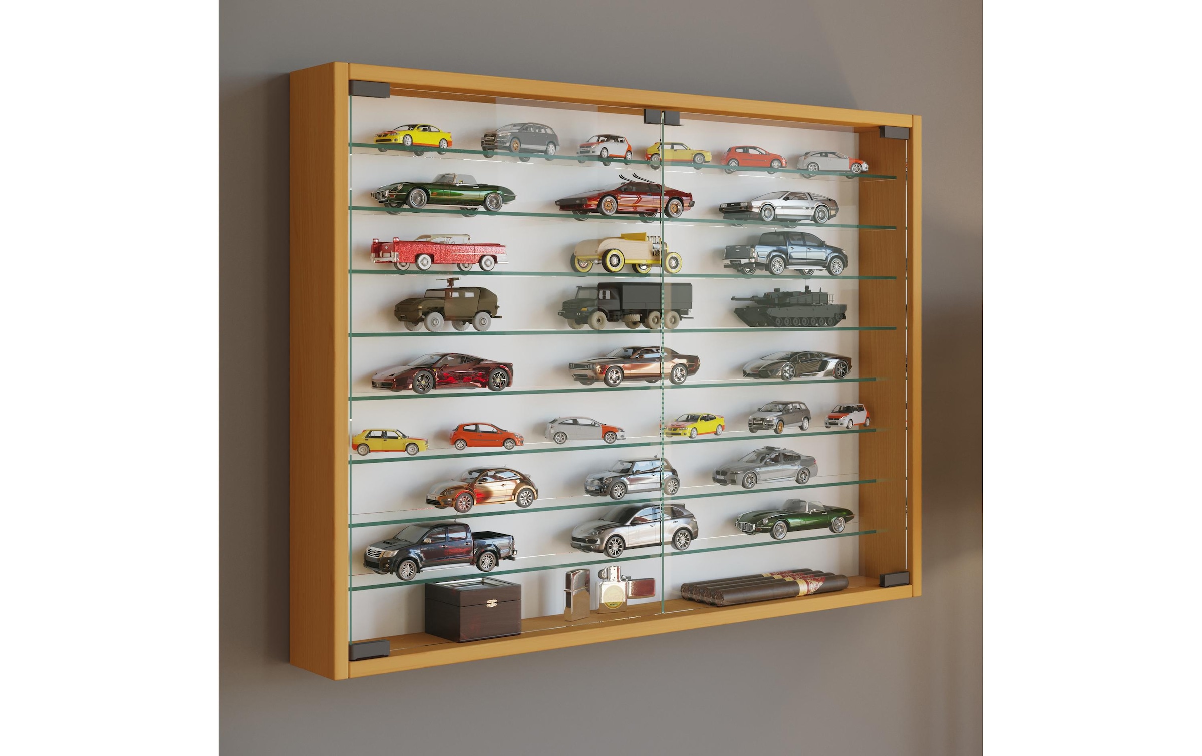 VCM Vitrines »Mandosa XXL 80 x 60 cm« vitrine suspendue avec 8 étagères en verre de sécurité ESG