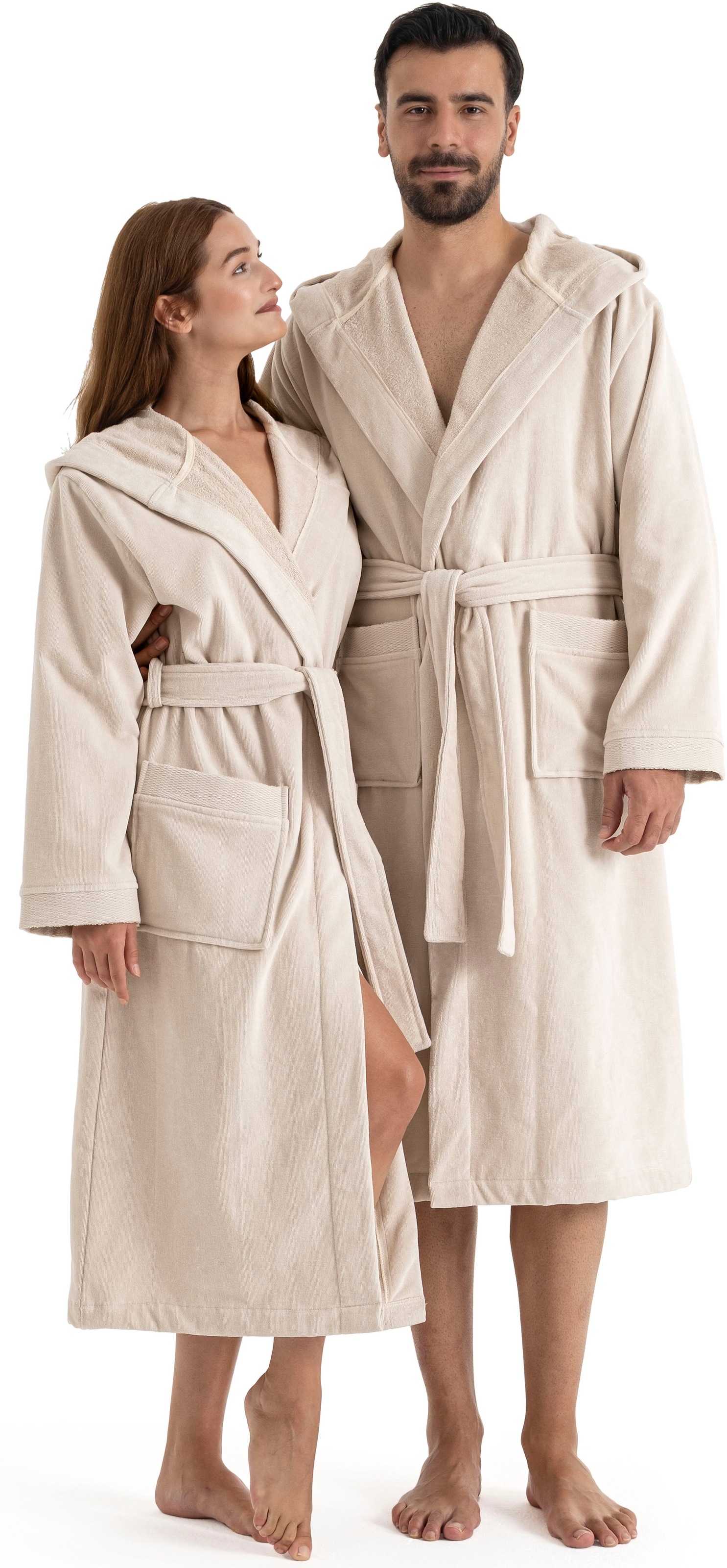 GOODproduct Peignoir de bain unisexe »Fenya, 330 g/m², Premium, Hotelbademantel, Morgenmantel,  Sauna & Spa« 1 cuis Reissverschlusstaschen, weich mit GRATIS-Zugabe: 1x Duschtuch 70x140 cm