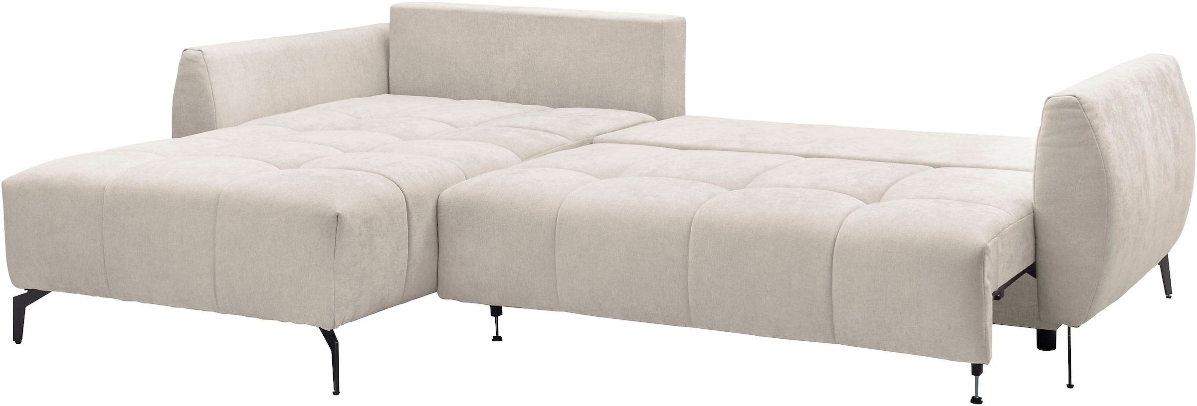 GOODproduct Canapé d'angle »JINNIE Chenille, L-Form, Polsterecke m. Schlaffunktion« Chauffeuse montage à gauche/droite, en tissu tissé ou chenille
