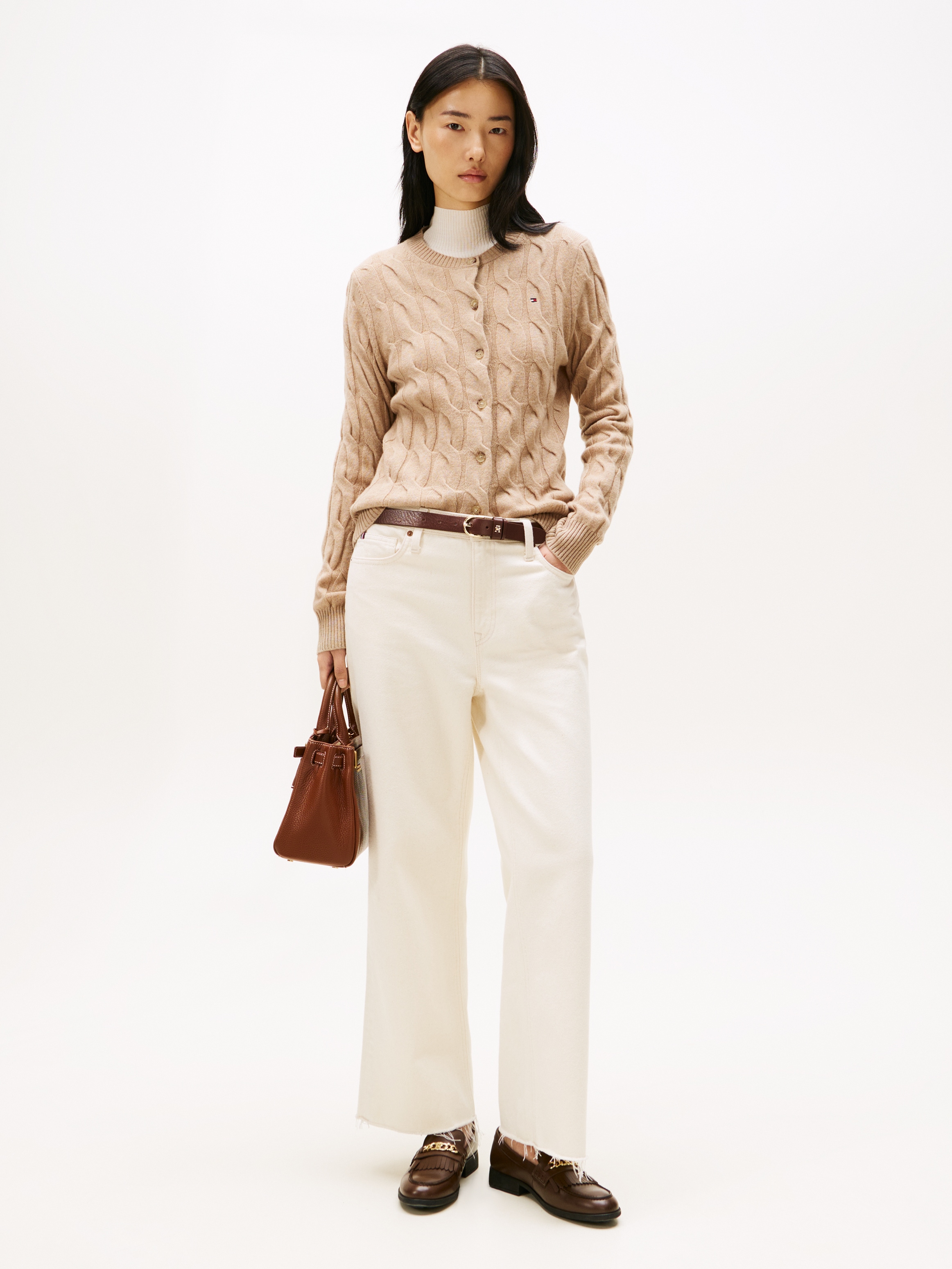 Tommy Hilfiger Strickjacke »SOFT WOOL CABLE C-NK LS CARDIGAN« mit Zopfmuster, aus reiner Wolle