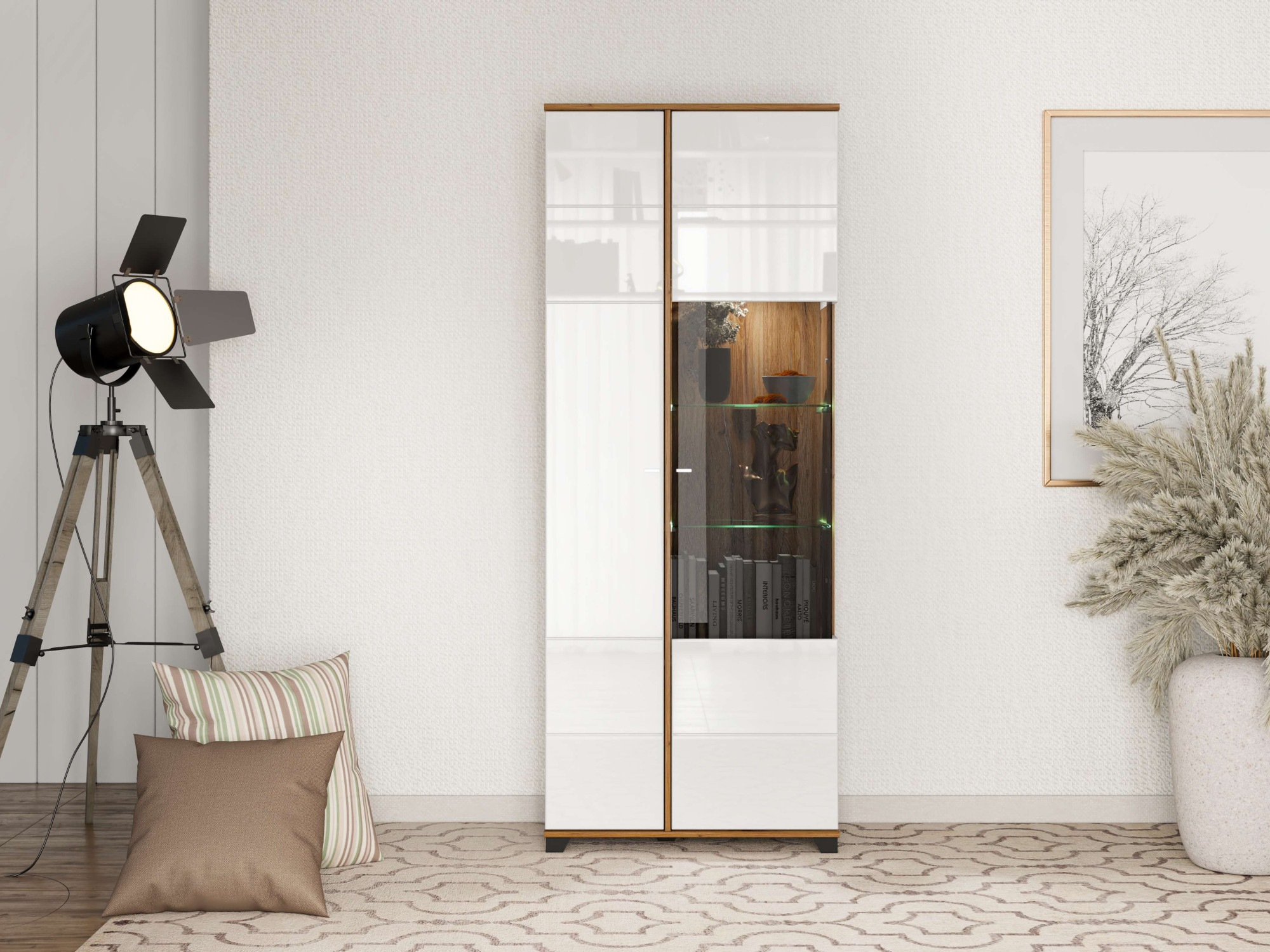 Image of INOSIGN Vitrine "Burgundy Vitrinenschrank, Standvitrine, Showcase" Hochglanzfronten, Glastür, Komplettes Innenleben
