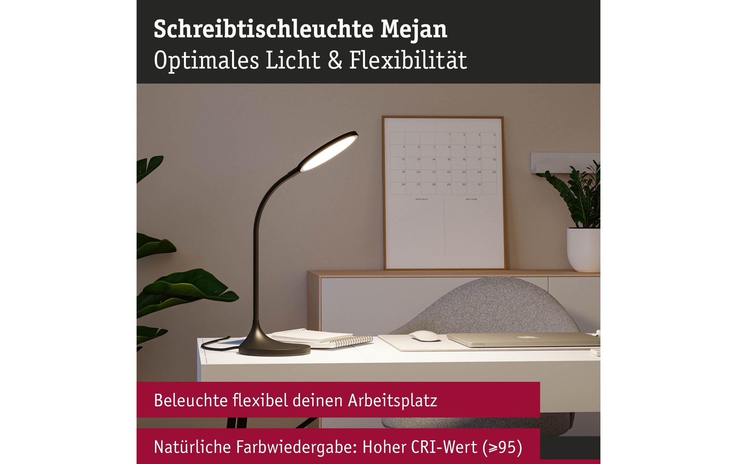 Paulmann Lampe de bureau LED »Paulmann Schreibtischleuchte Schwarz, matt« Module LED blanc chaud