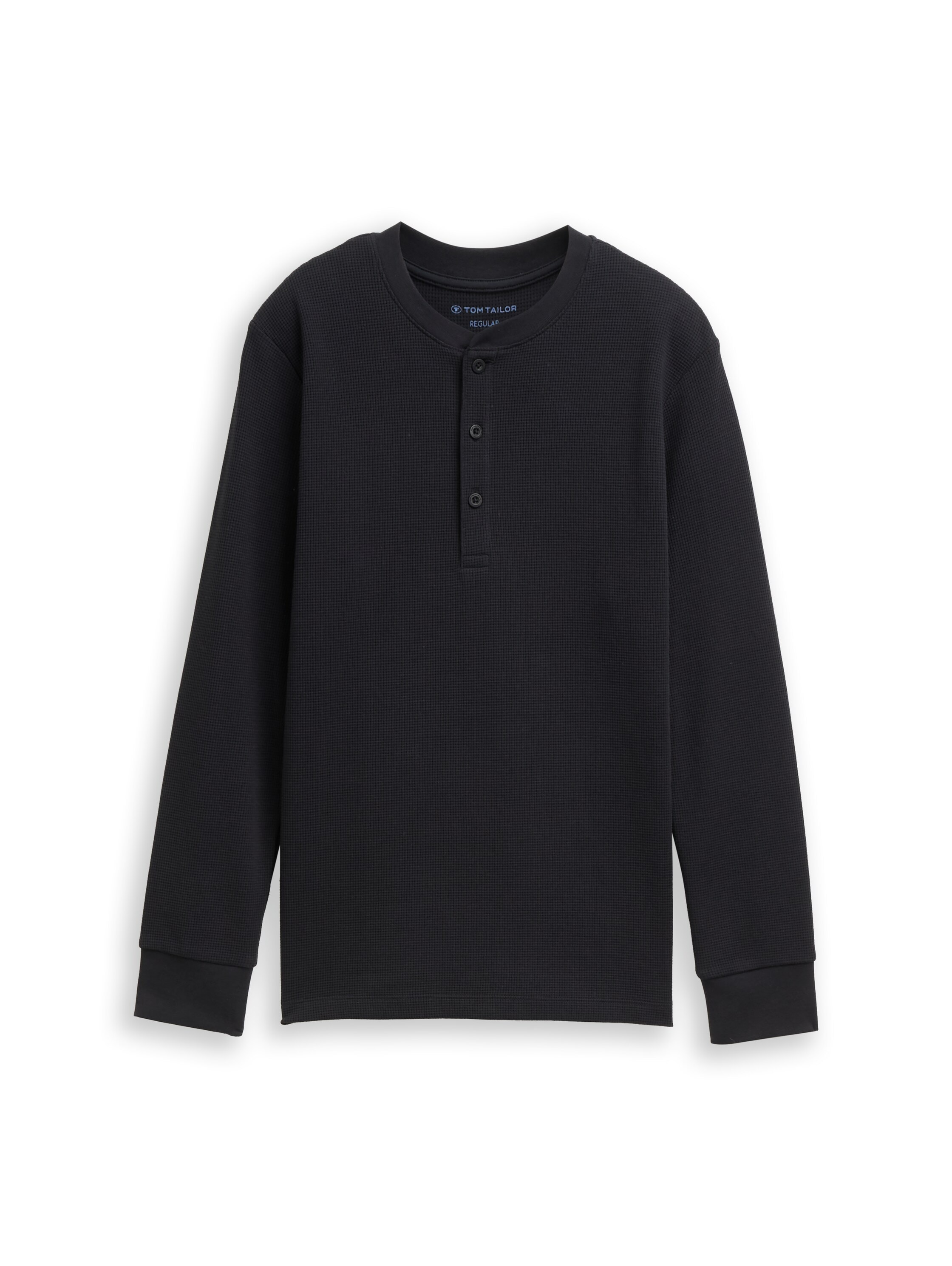 Image of TOM TAILOR Langarmshirt mit Rundhals und kurzer Knopfleiste