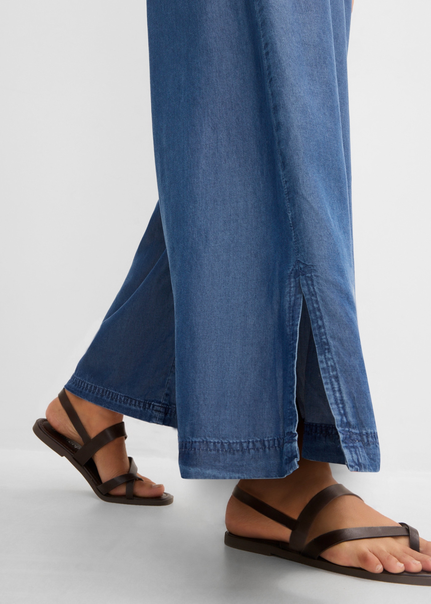 bonprix Palazzohose  in Jeansoptik, aus Lyocell, mit Komfortbund, Loose Fit