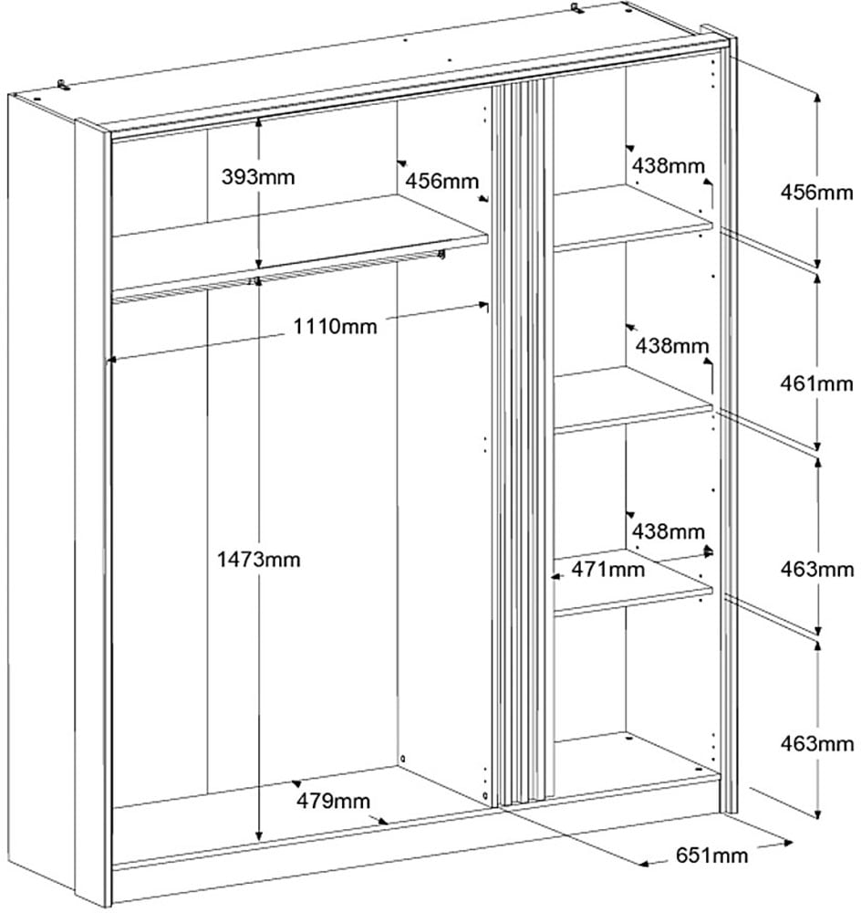 Parisot Kleiderschrank Packung, 1 Stk. tlg. Einsatz am Kleiderschrank drehbar von Eiche Nachbildung auf Weiss