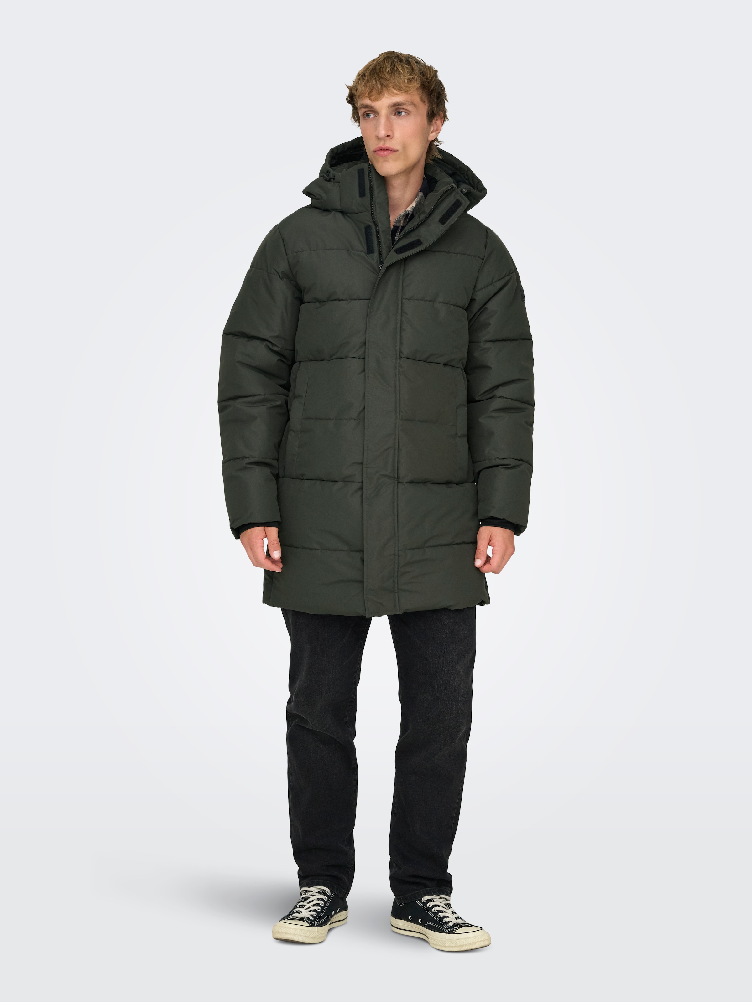 ONLY & SONS Veste matelassée »ONSCARL LIFE LONG QUILTED COAT NOOS OTW« mit Kapuze