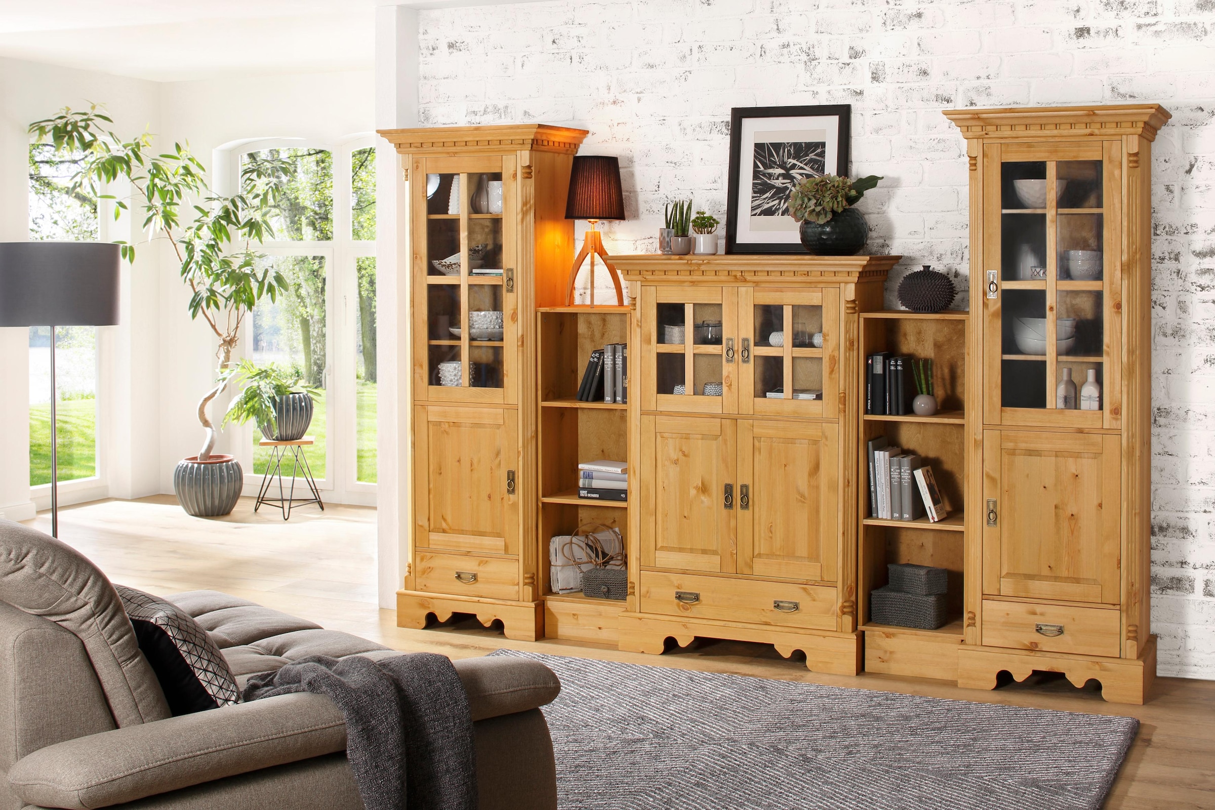 Home affaire Wohnwand »Milan«, (5 St.), aus massiver Kiefer, FSC® zertifiziert