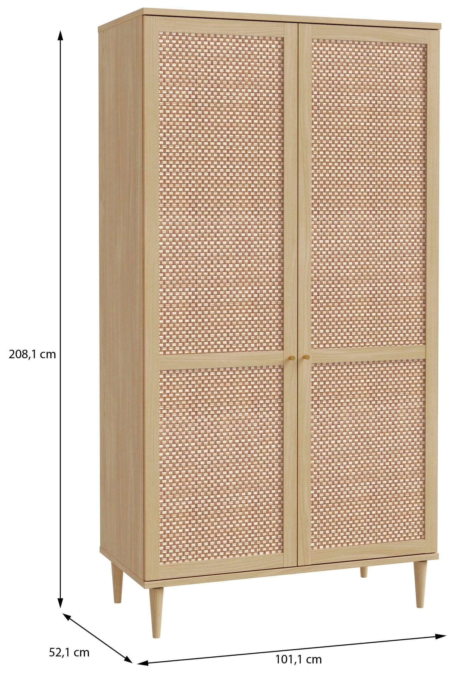 GOODproduct Kleiderschrank »ELLIAN mit Wiener Geflechtoptik, Rattan, Boho Stil, Vintage« Holzfüsse, Metallgriffe, Made in EU, viel Stauraum, FSC® zertifiziert