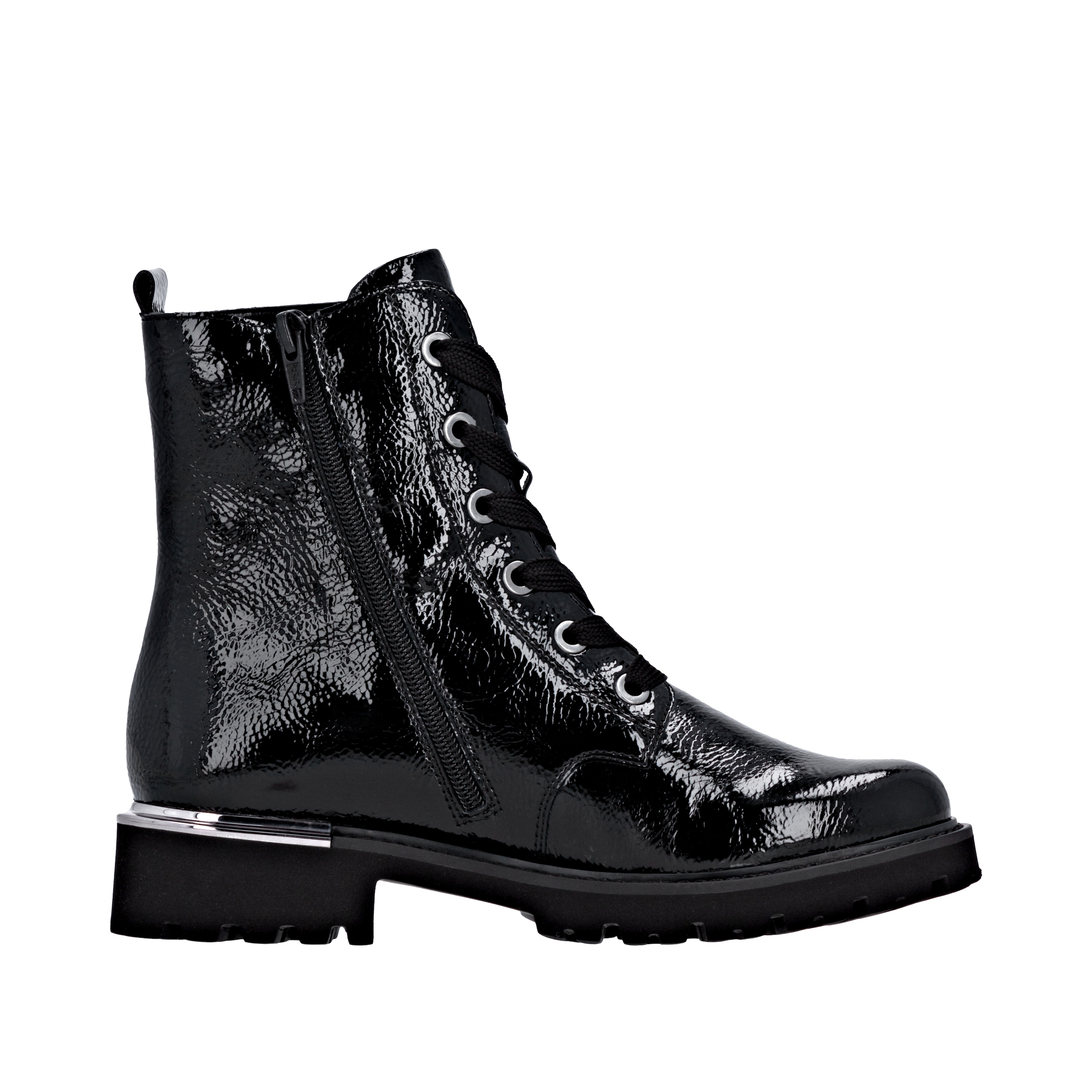 Remonte Schnürstiefelette  , Blockabsatz, Schnürboots im Kroko-Look, Innenreissverschluss