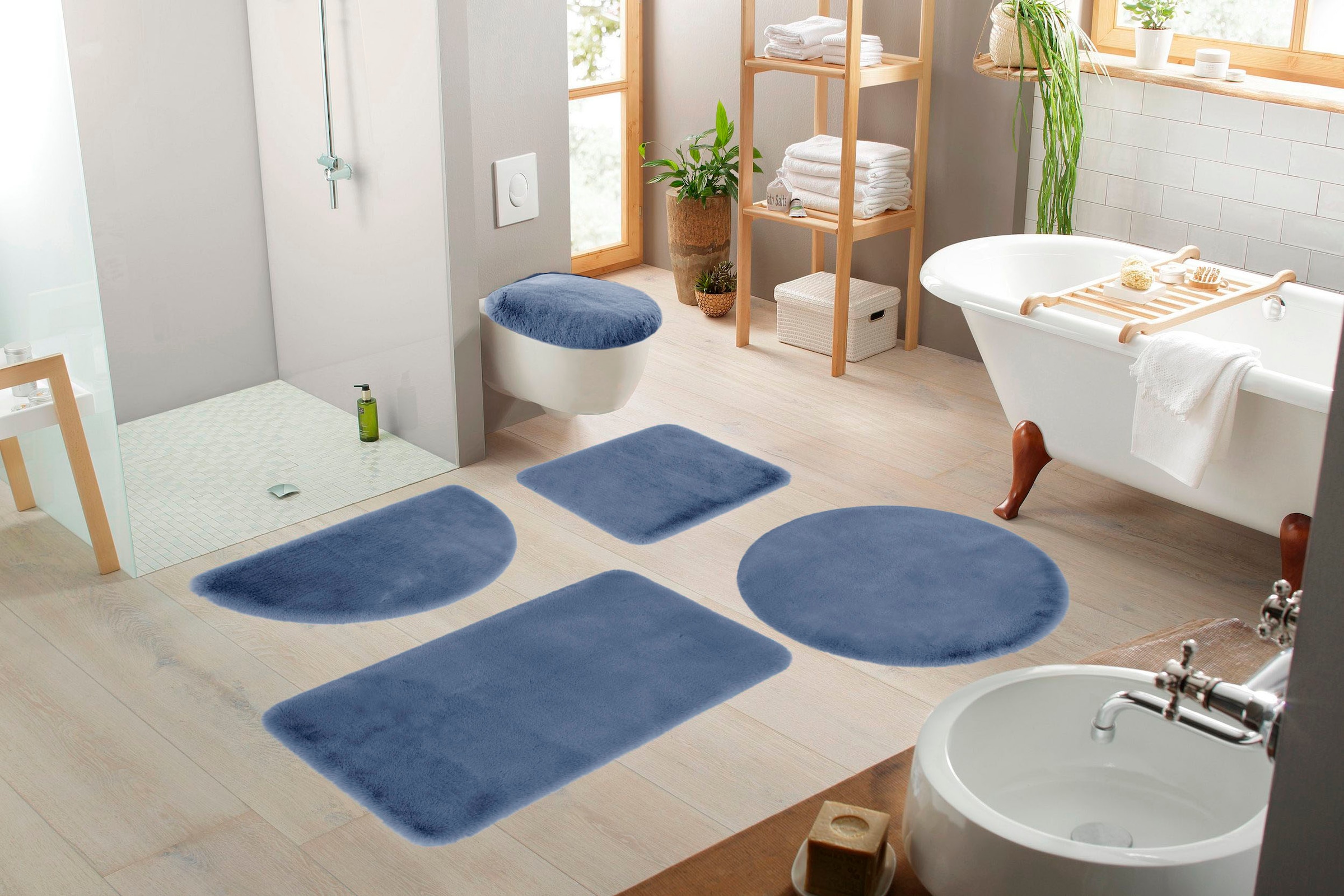GOODproduct Badematte »Rabbit Badematten, Badvorleger, Badezimmer Teppich« Höhe 30 mm rutschhemmend beschichtet fussbodenheizungsgeeignet | schnell trocknend | strapazierfähig Kaninchenfell-Haptik, Badteppich, rechteckig, rund & als 3-tlg. Set