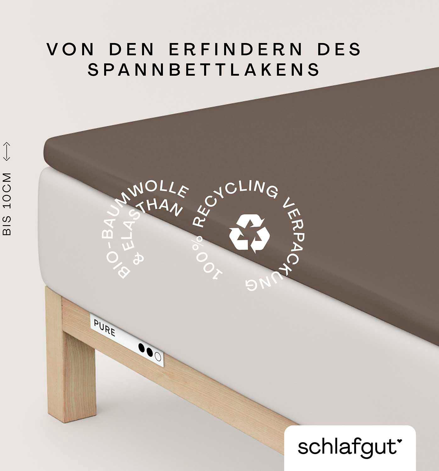 Schlafgut Spannbettlaken »PURE TOPPER in Gr. 90x200, 140x200 oder 180x200 cm, Laken für Topper«, aus 100% Bio-Baumwolle, für Matratzen bis 10 cm Höhe, Bettlaken