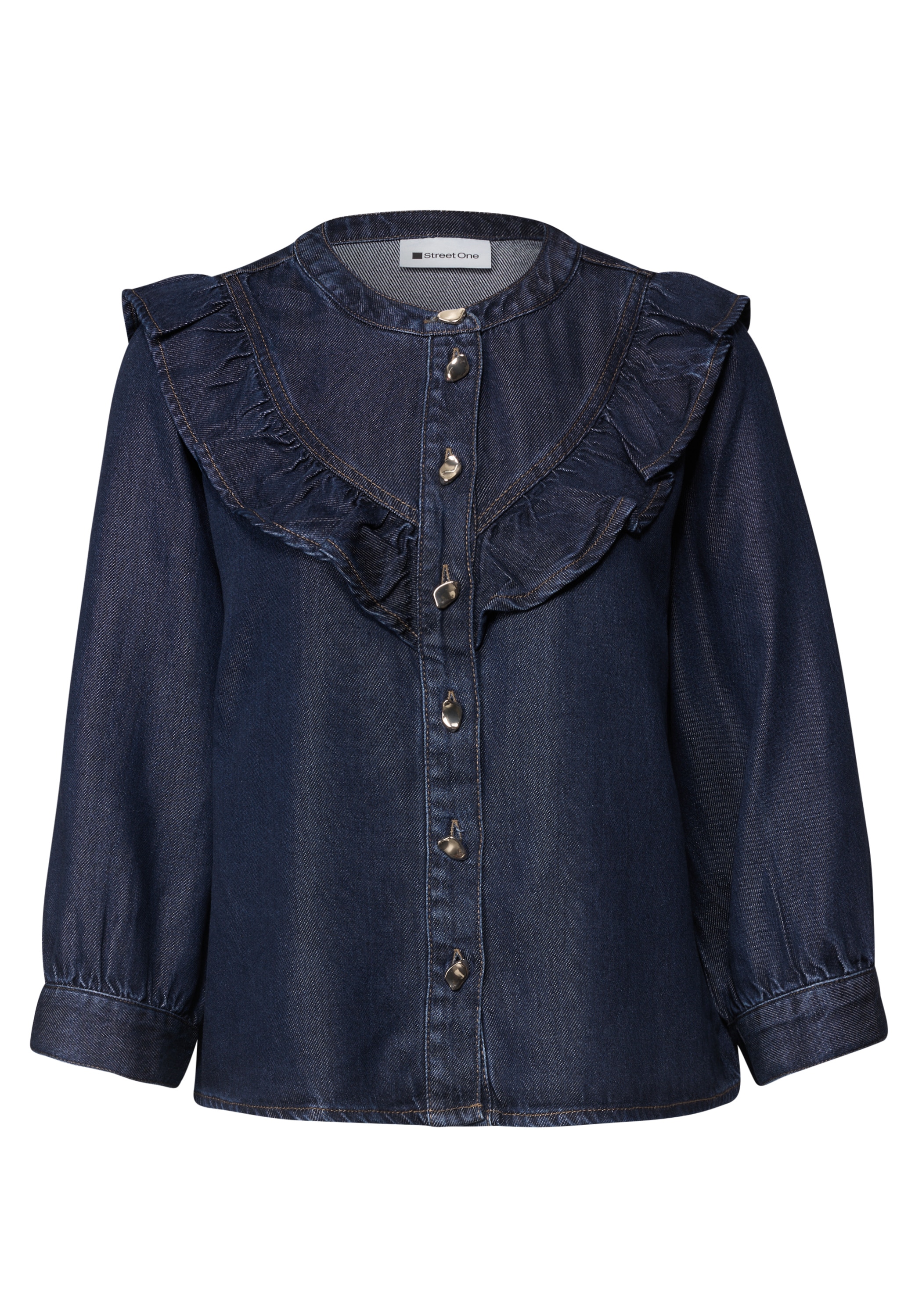 STREET ONE Jeansbluse 3/4-Arm mit Rüschen-Details