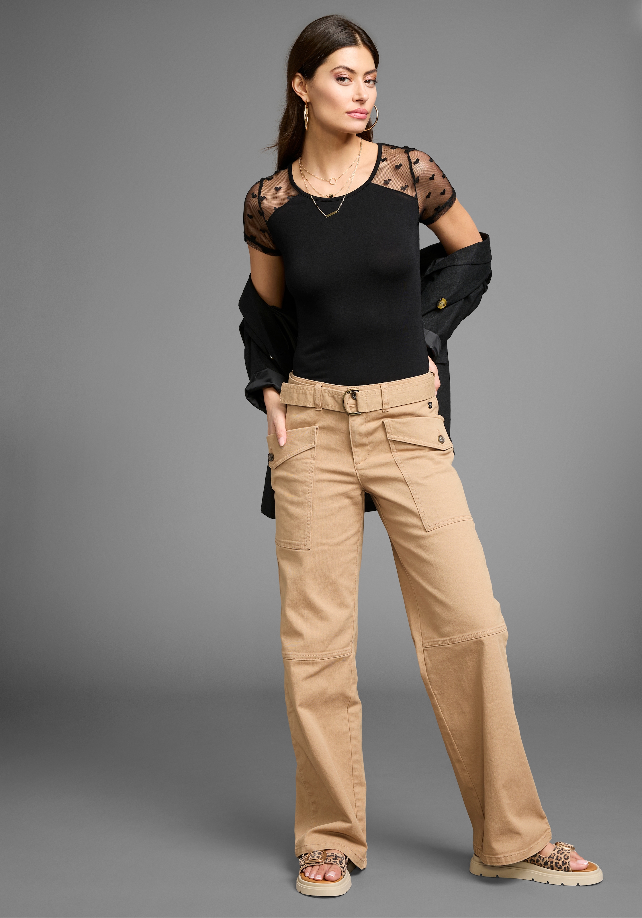 Laura Scott T-Shirt, mit edlem Mesheinsatz