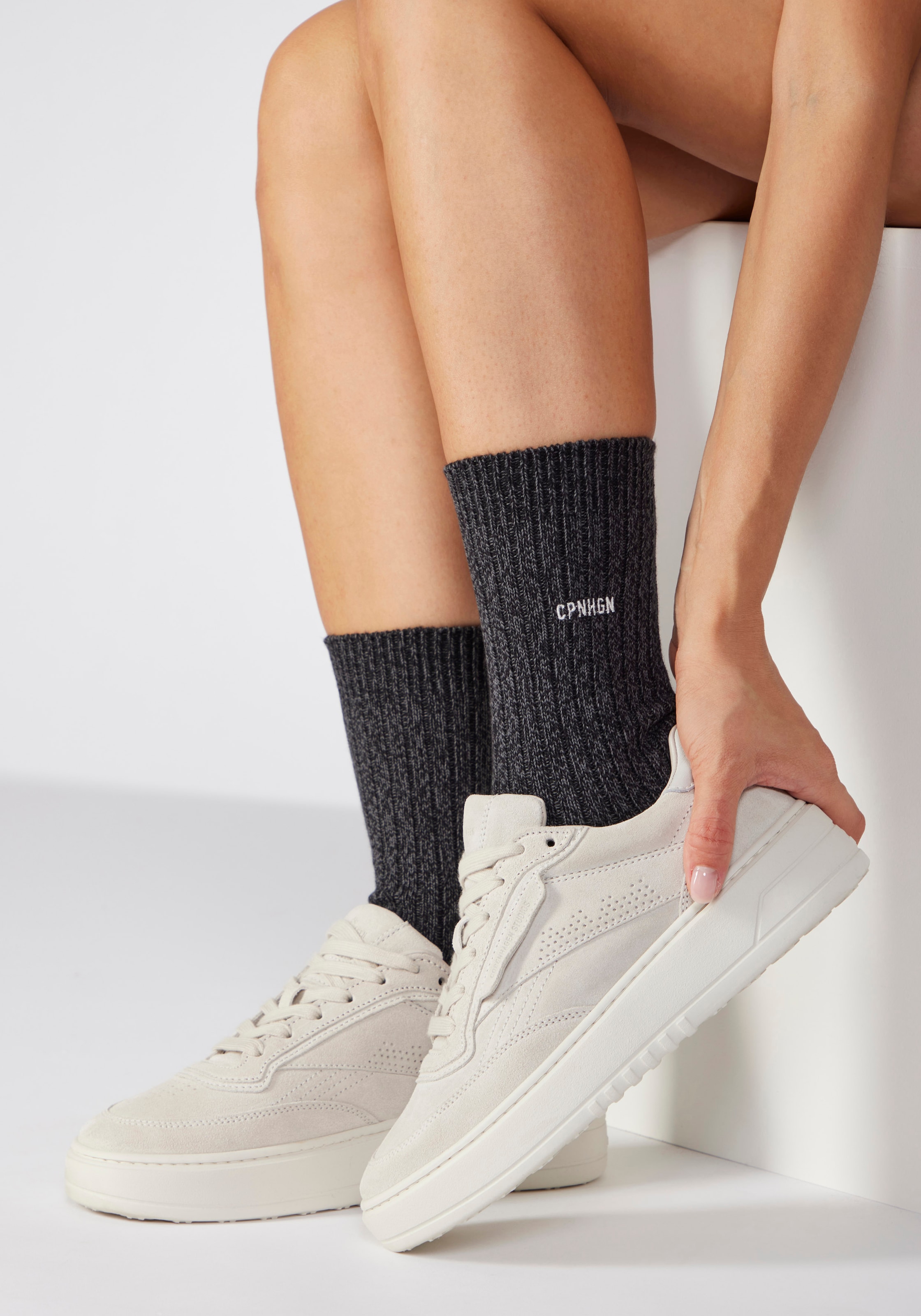 Copenhagen Studios Chaussettes basiques 1 Couple tlg. gerippt mit Logo Stickerei