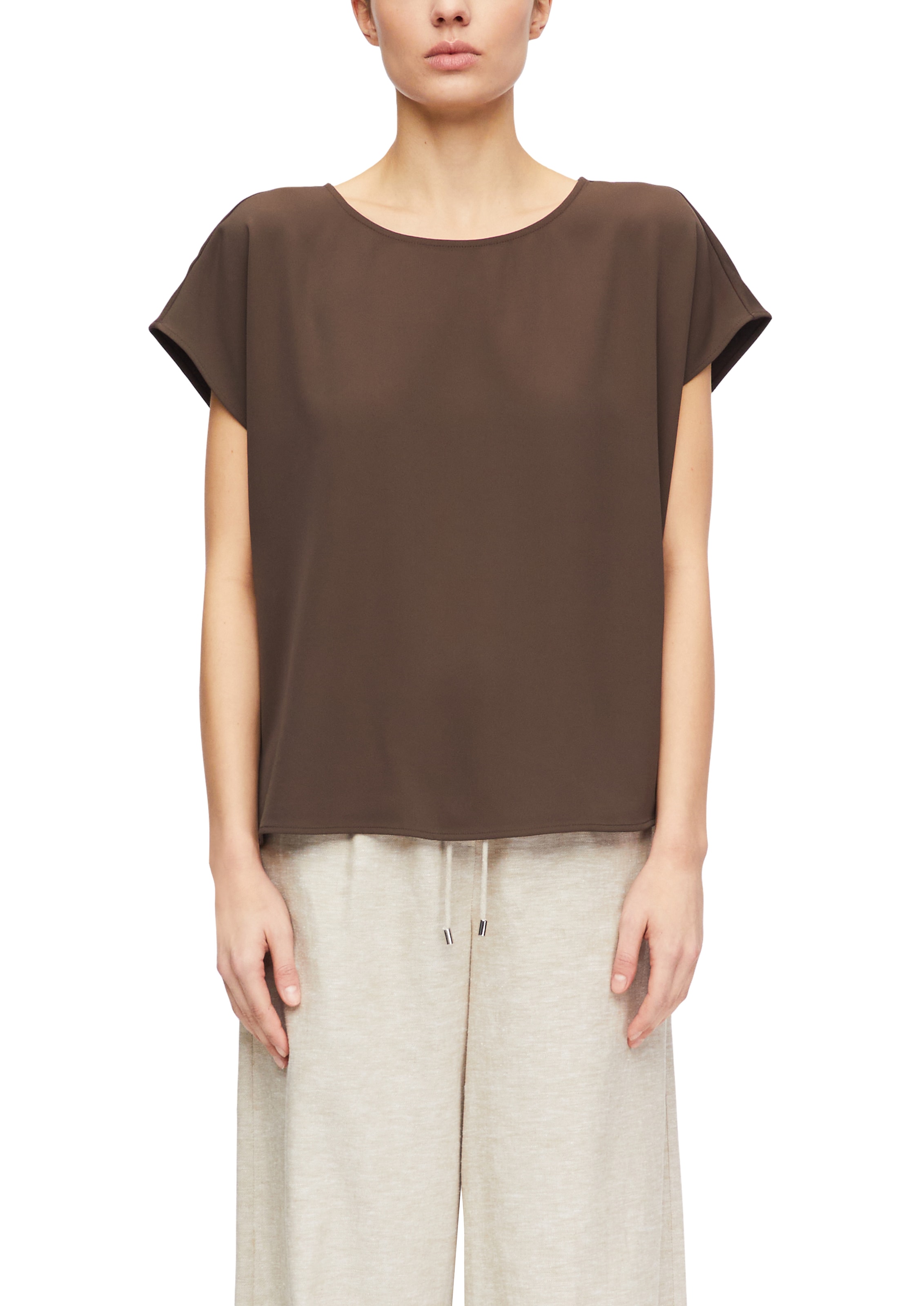 Image of Comma Kurzarmbluse Sommerbluse - unifarben - mit Stretch