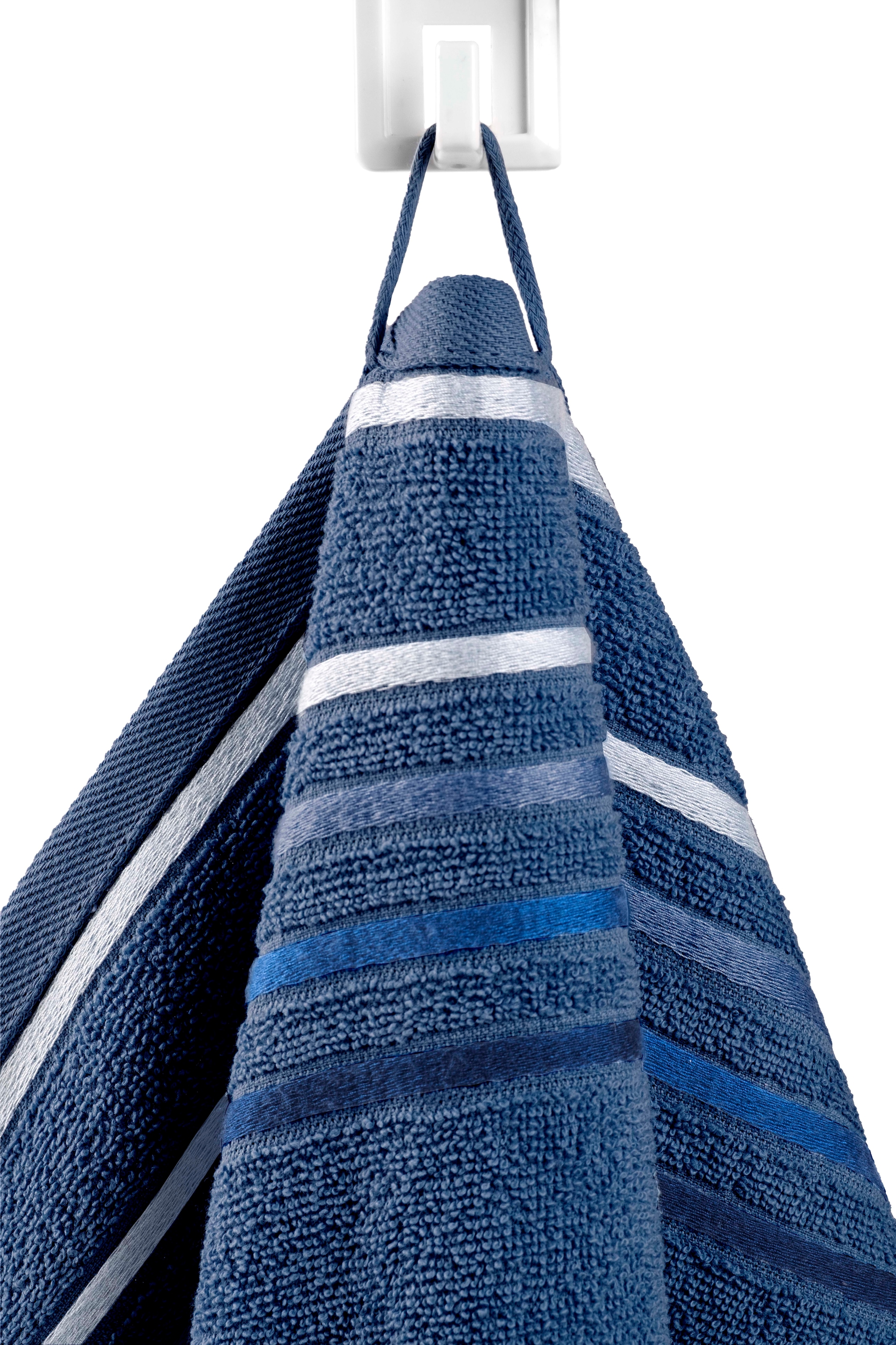 my home Handtuch Set »Niki, Duschtuch, Handtücher und Gästetücher« Set Walkfrottee Handtücher mit mehrfarbiger Streifenbordüre, weich, aus 100% Baumwolle