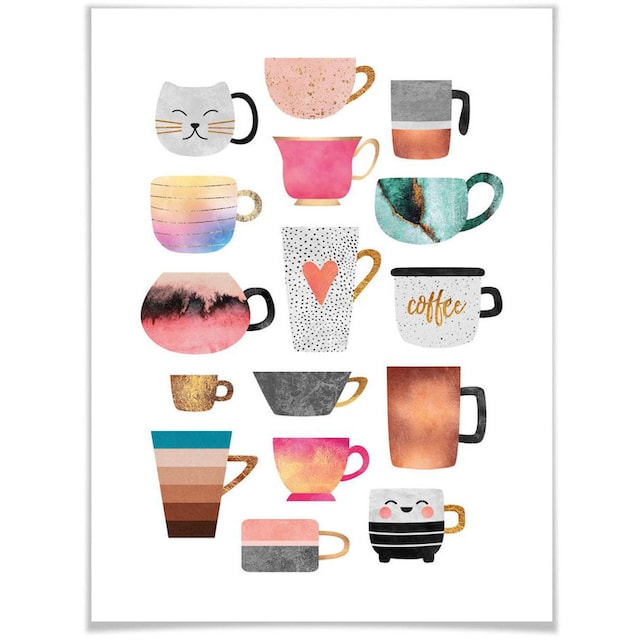 Wall-Art Poster »Kaffeetassen Bunt«, Geschirr & Besteck, (1 St.) günstig  kaufen