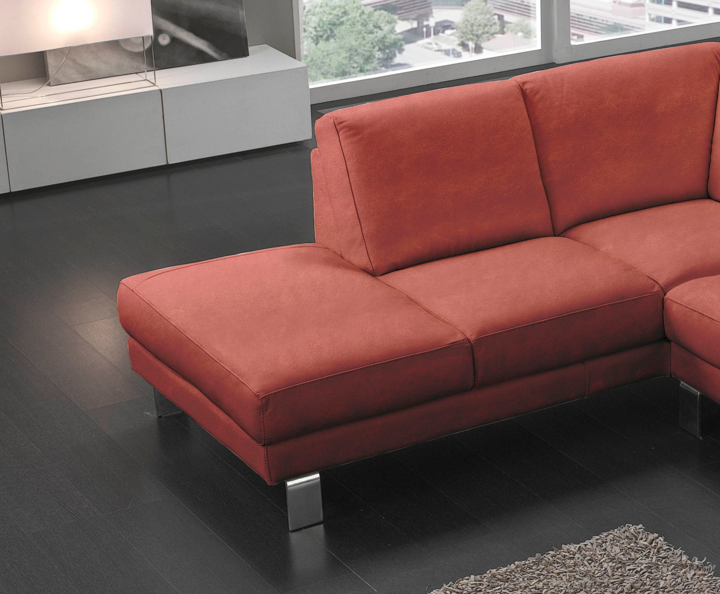 Egoitaliano Ecksofa »Shakira, Design und Sitzkomfort auf hohem Niveau, tolle Details«, mit Ottomane, L-Form, elegante Metallfüsse