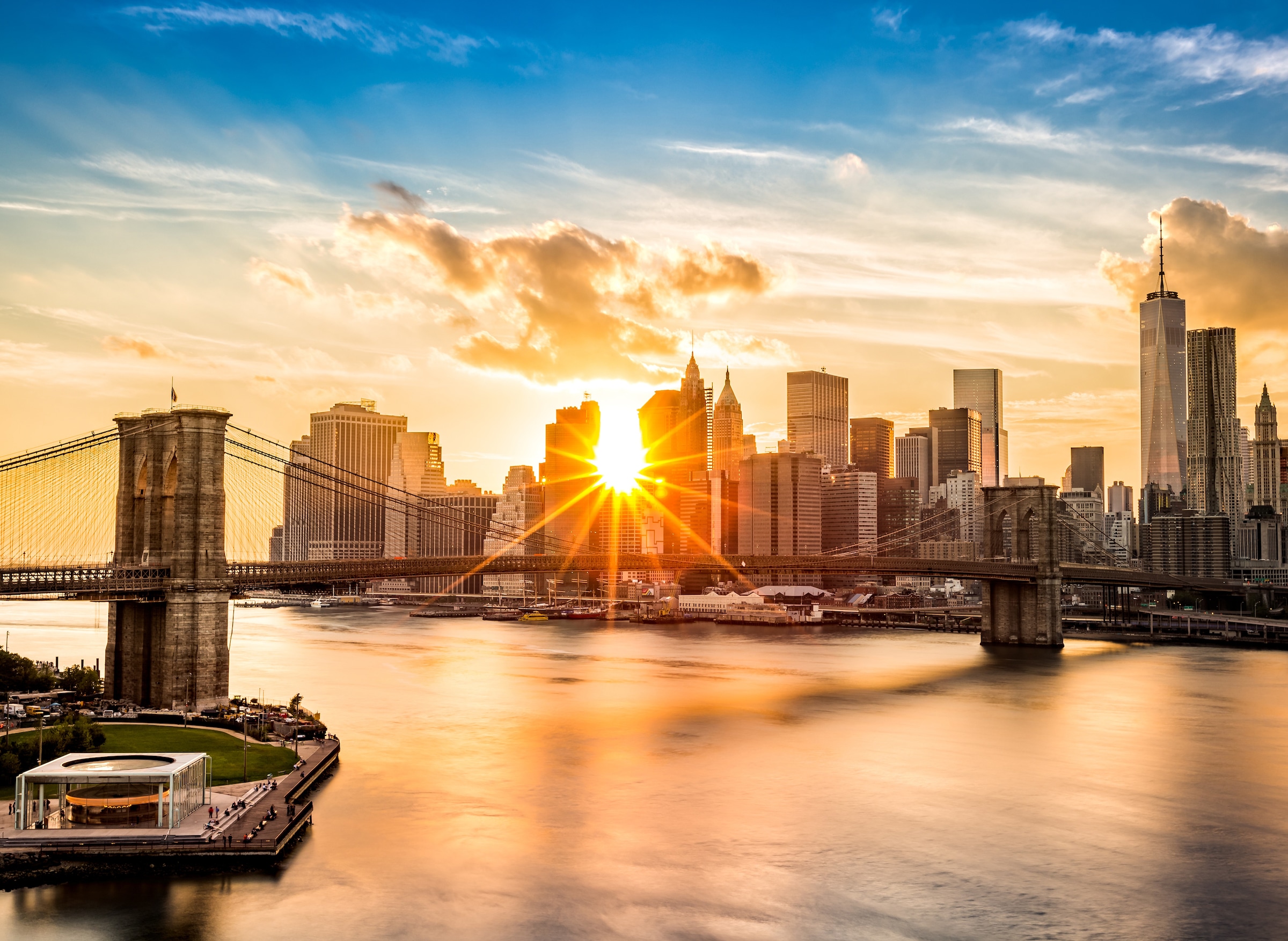 Image of Papermoon Fototapete "Brooklyn Bridge Sunset" glatt