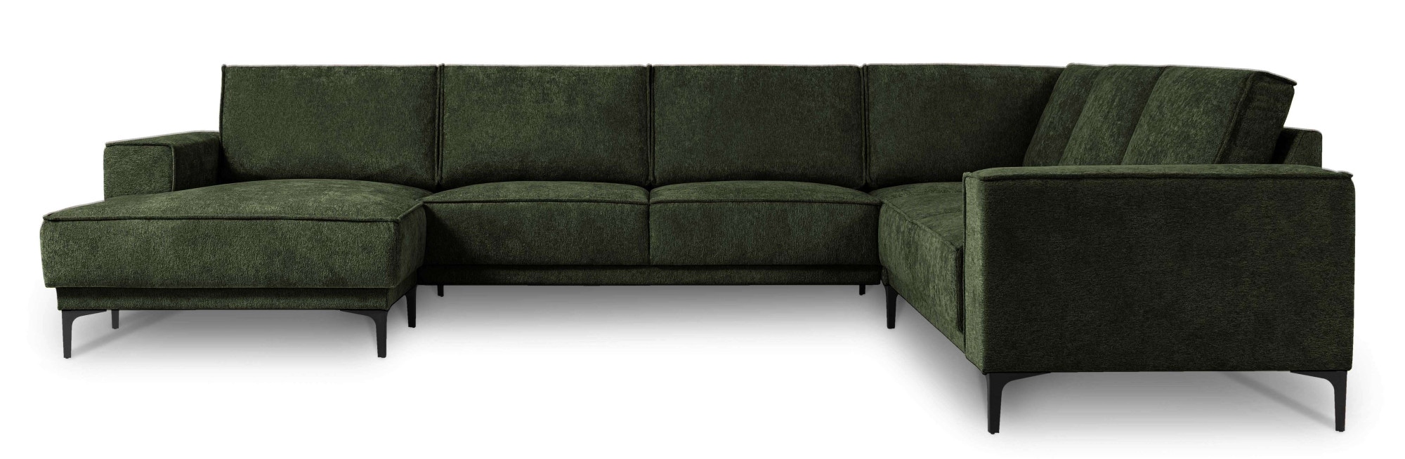 Places of Style Wohnlandschaft »XXL Sofa Oland, Struktur, Flachgewebe, Luxus-Microfaser, Boucle«, U-Form, 342 cm, Wellenunterfederung, Skandi-Design, Metallfüsse