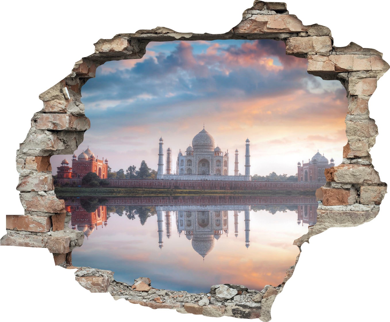 Image of queence Wandtattoo "Taj Mahal" Wandsticker, Wandbild, selbstklebend, 3D, Wanddurchbruch