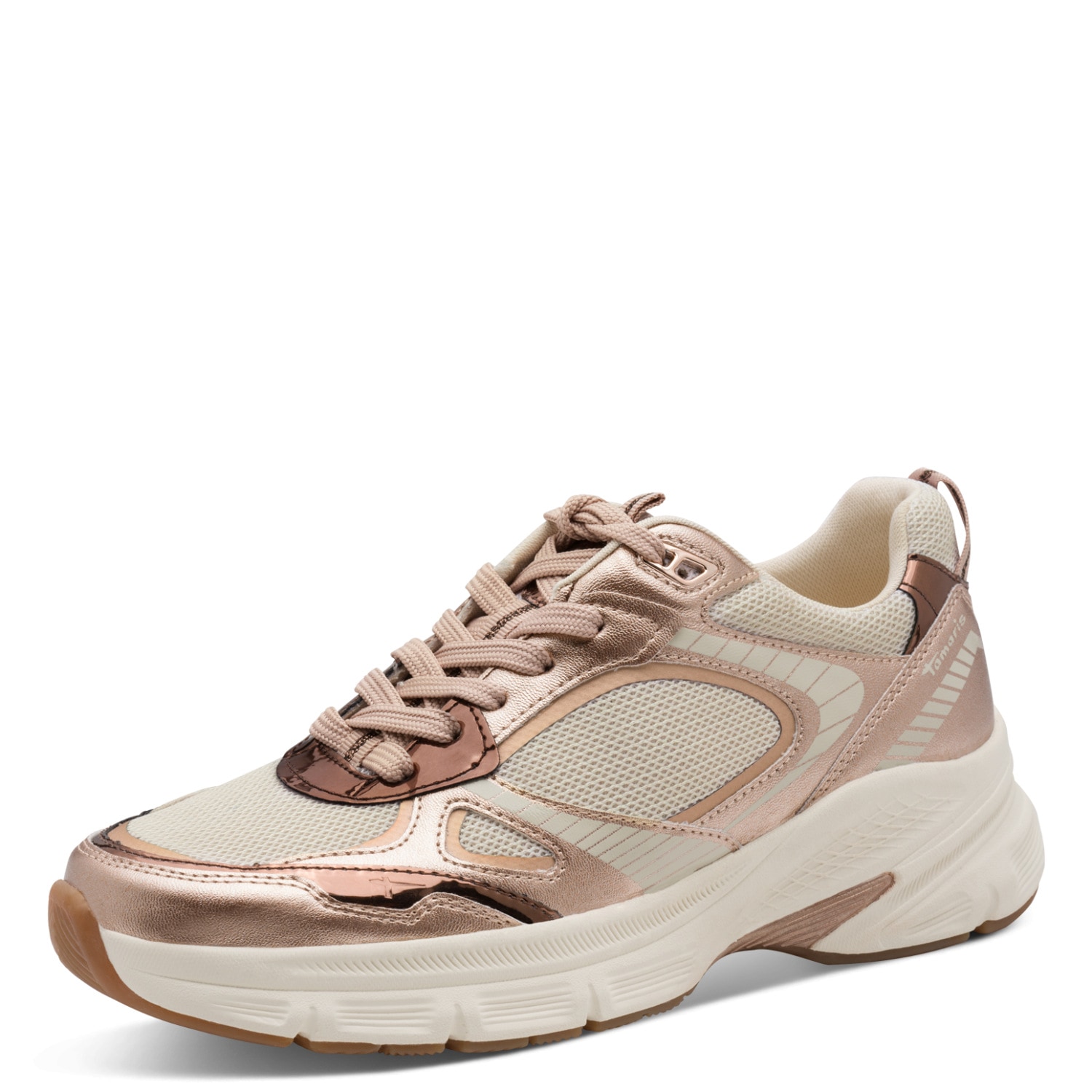 Image of Tamaris Plateausneaker, Freizeitschuh, Halbschuh, Schnürschuh mit Besätzen in Metallic-Optik