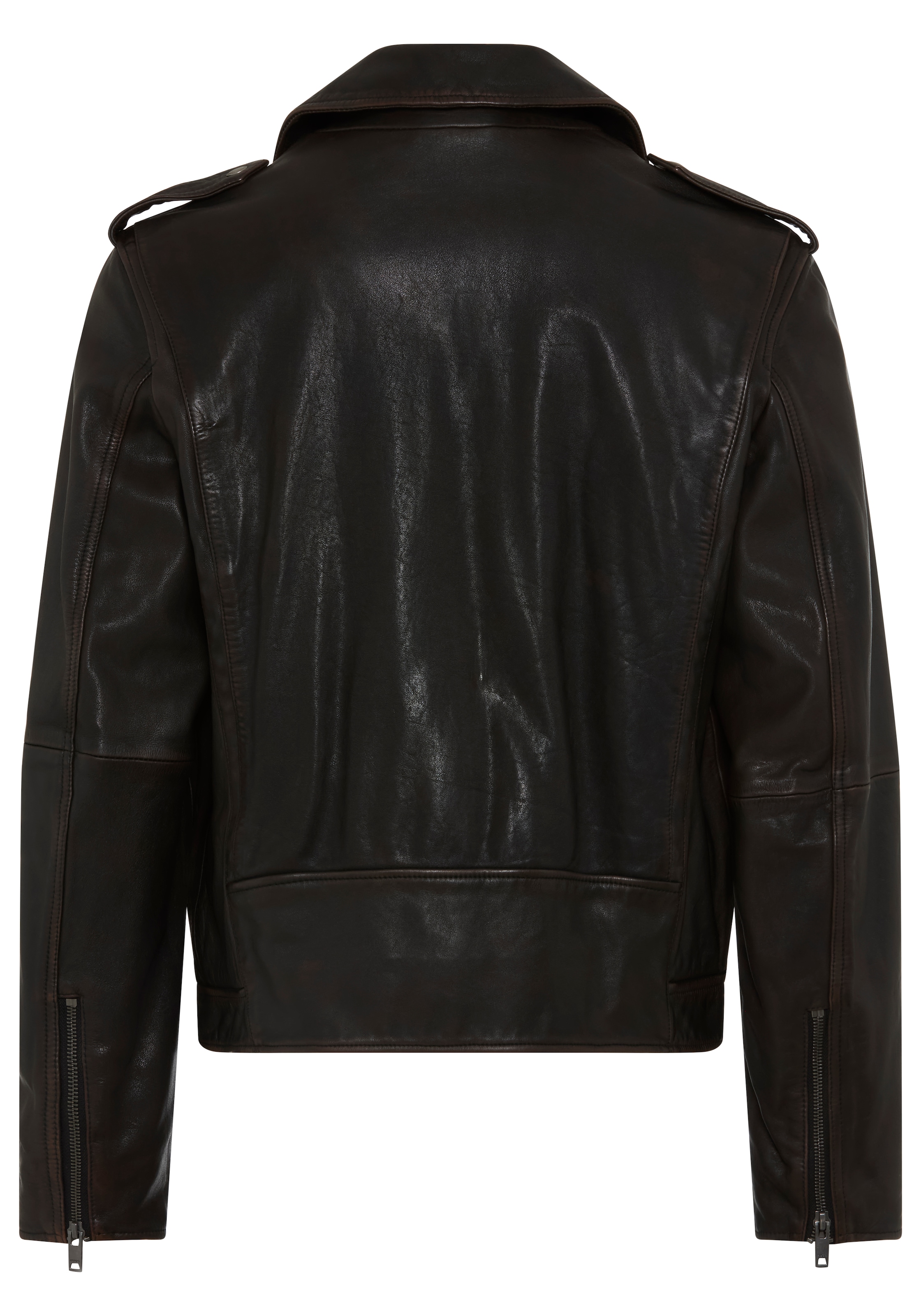 HUGO Veste en cuir »Levon« sans capuche style biker, cuir véritable, fermetures éclair
