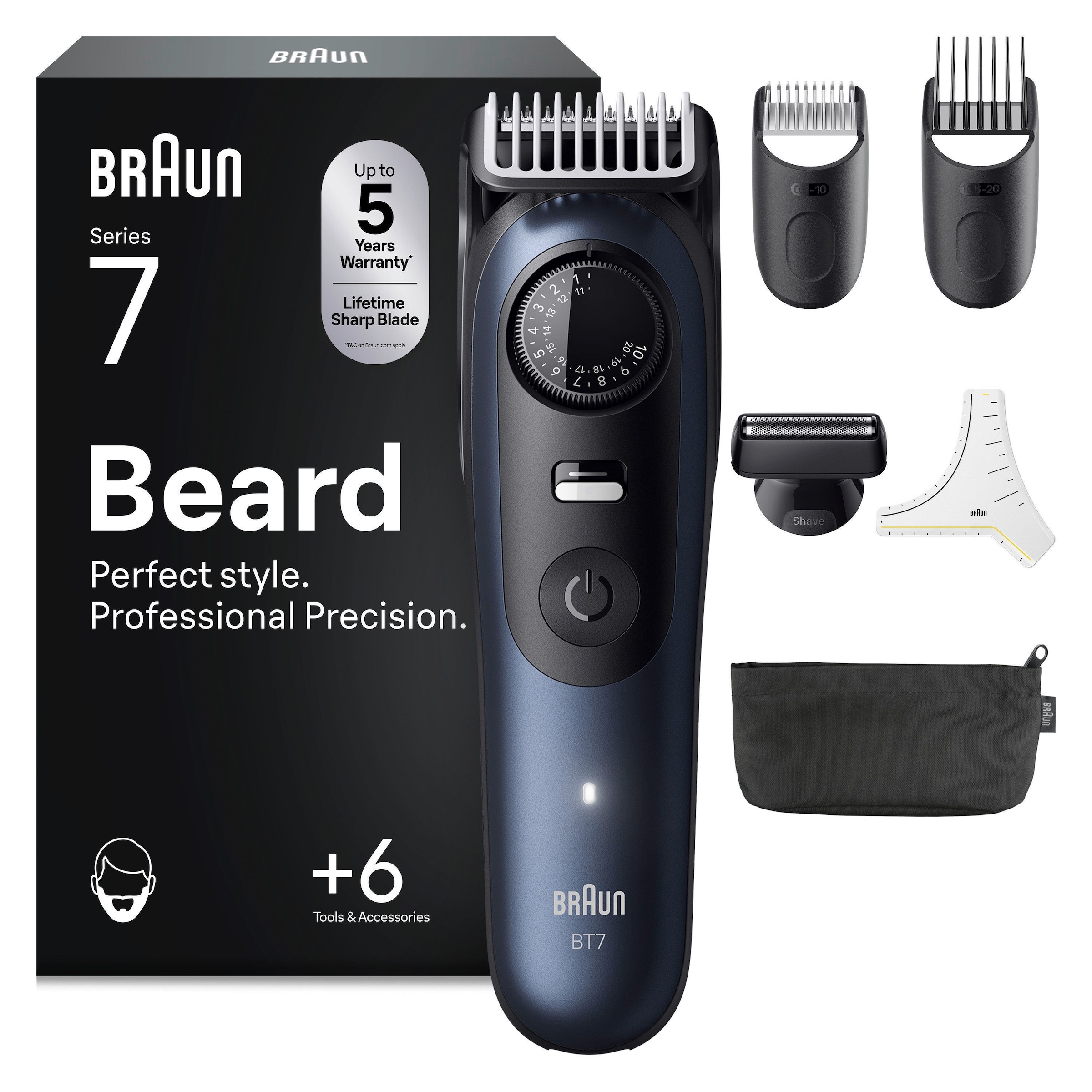Image of Braun Haarschneider "Series 7 BT7540 / BT7520" 8 Aufsätze 11-in-1 Set, ProBlade, Nasenhaartrimmer, AutoSense, 120 Min Akku