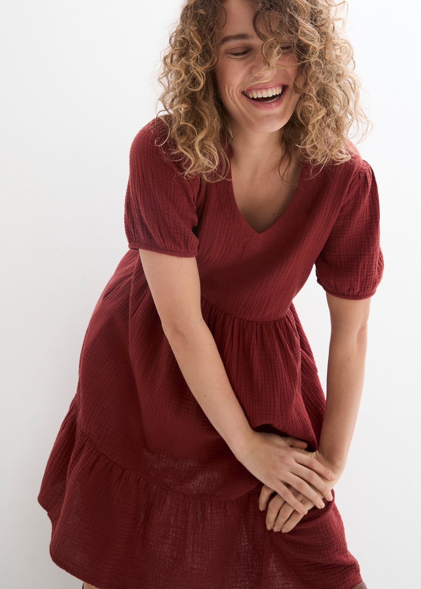 bonprix Robe en sweat für entspannten Look, Oversized-Kleid, aus Musselin, aus Baumwolle